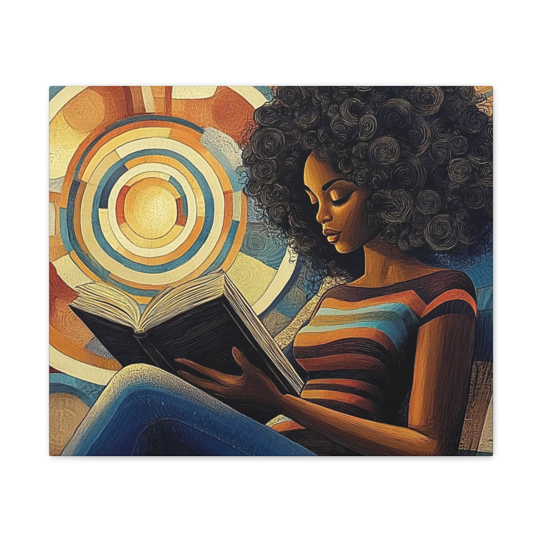 Spirals of Serenity – Afrocentric Reading Canvas Art