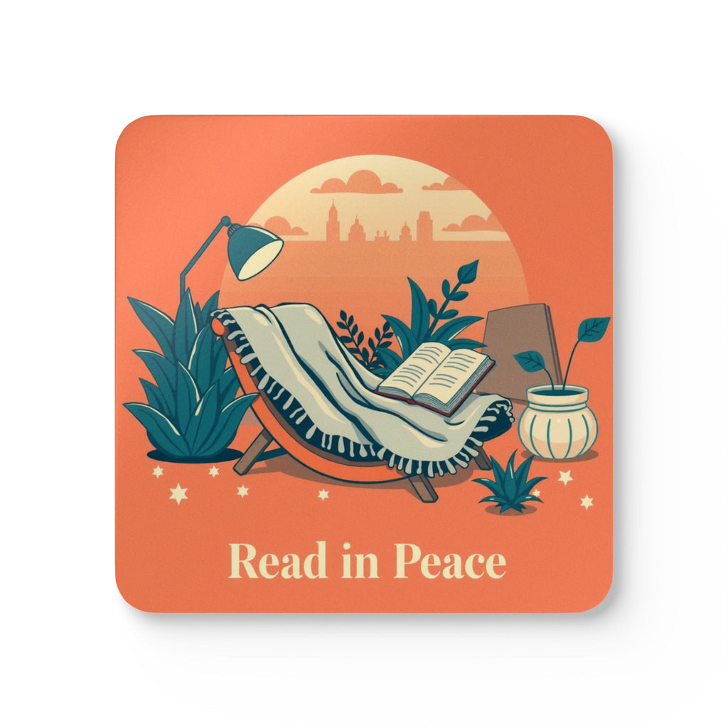 Read in Peace Cork Coaster Set — Cozy Reading Lounge Drink Coasters
