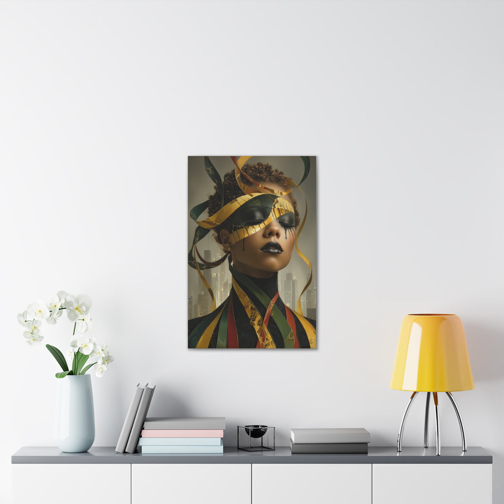 Stillness in the Noise | Afro Surrealist Ribbon Portrait