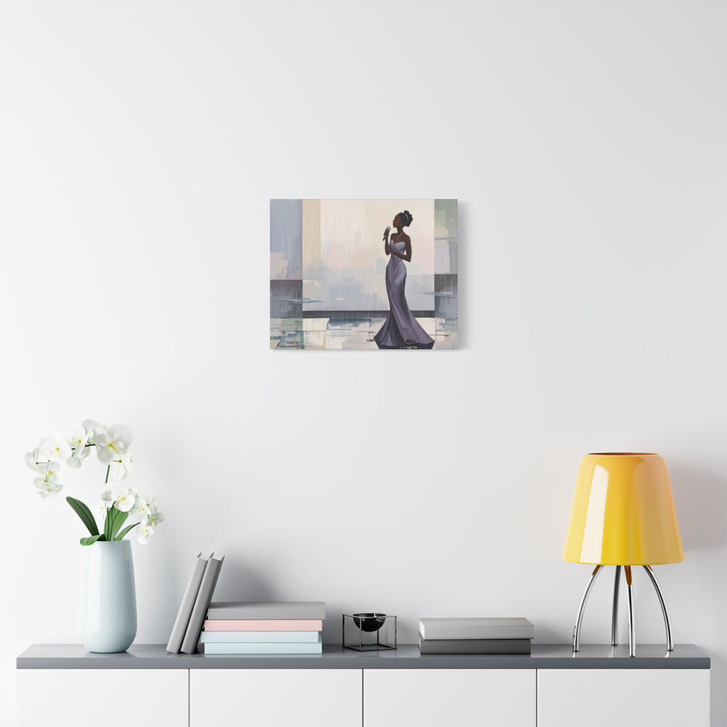 Canvas Print – Lady of Song: Rainy Serenade Wall Art on Matte Stretched Canvas