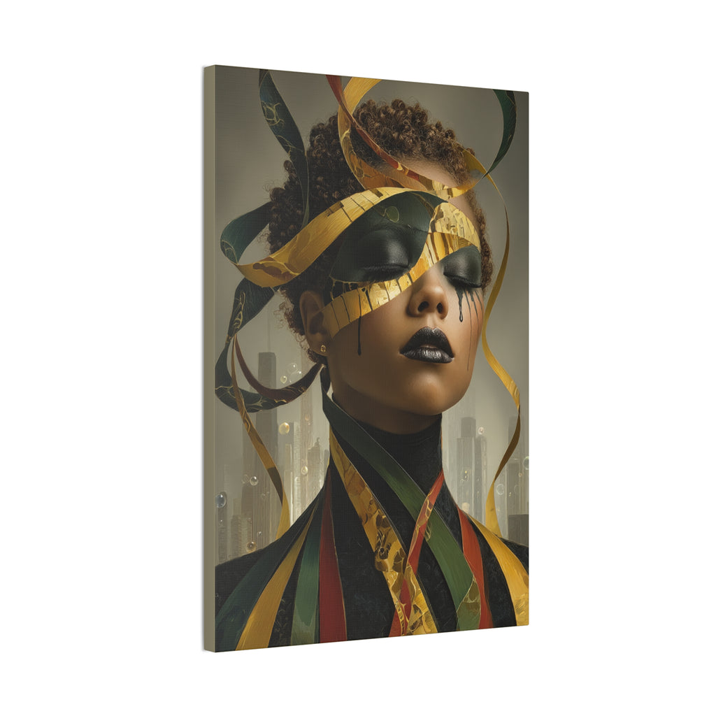 Stillness in the Noise | Afro Surrealist Ribbon Portrait