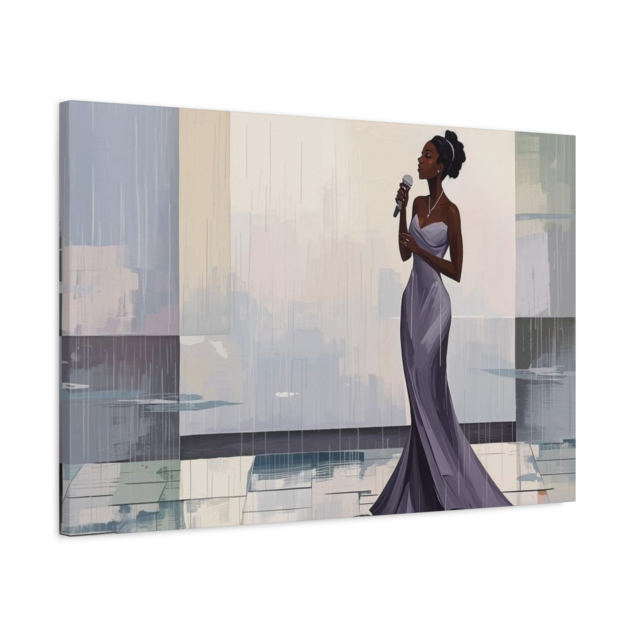 Canvas Print – Lady of Song: Rainy Serenade Wall Art on Matte Stretched Canvas