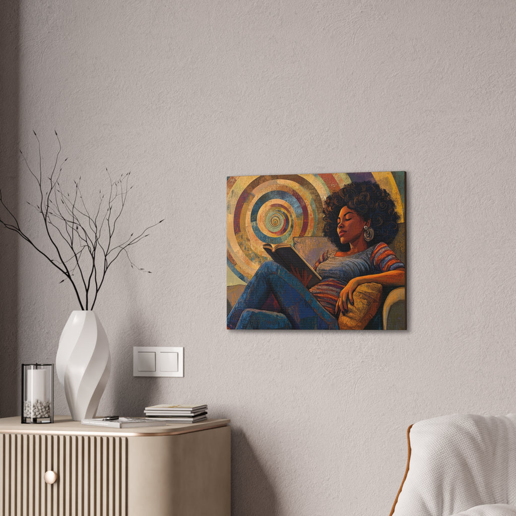 Stillness in the Story – Cozy Reading Afrocentric Canvas Art
