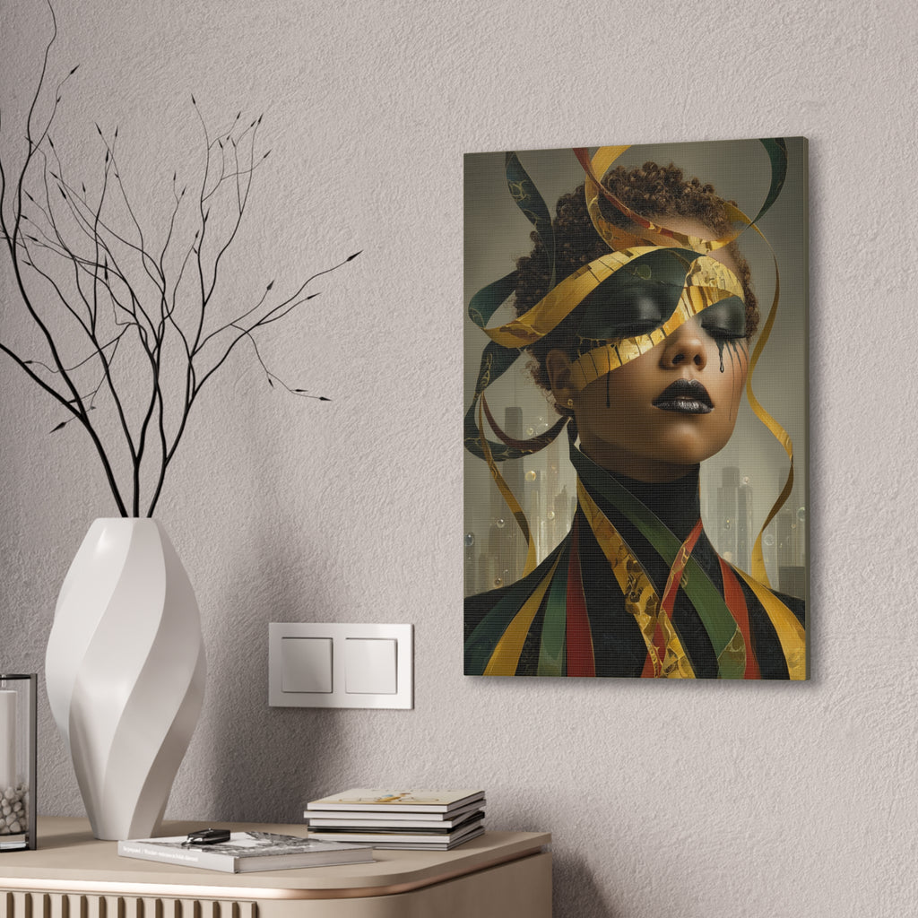 Stillness in the Noise | Afro Surrealist Ribbon Portrait