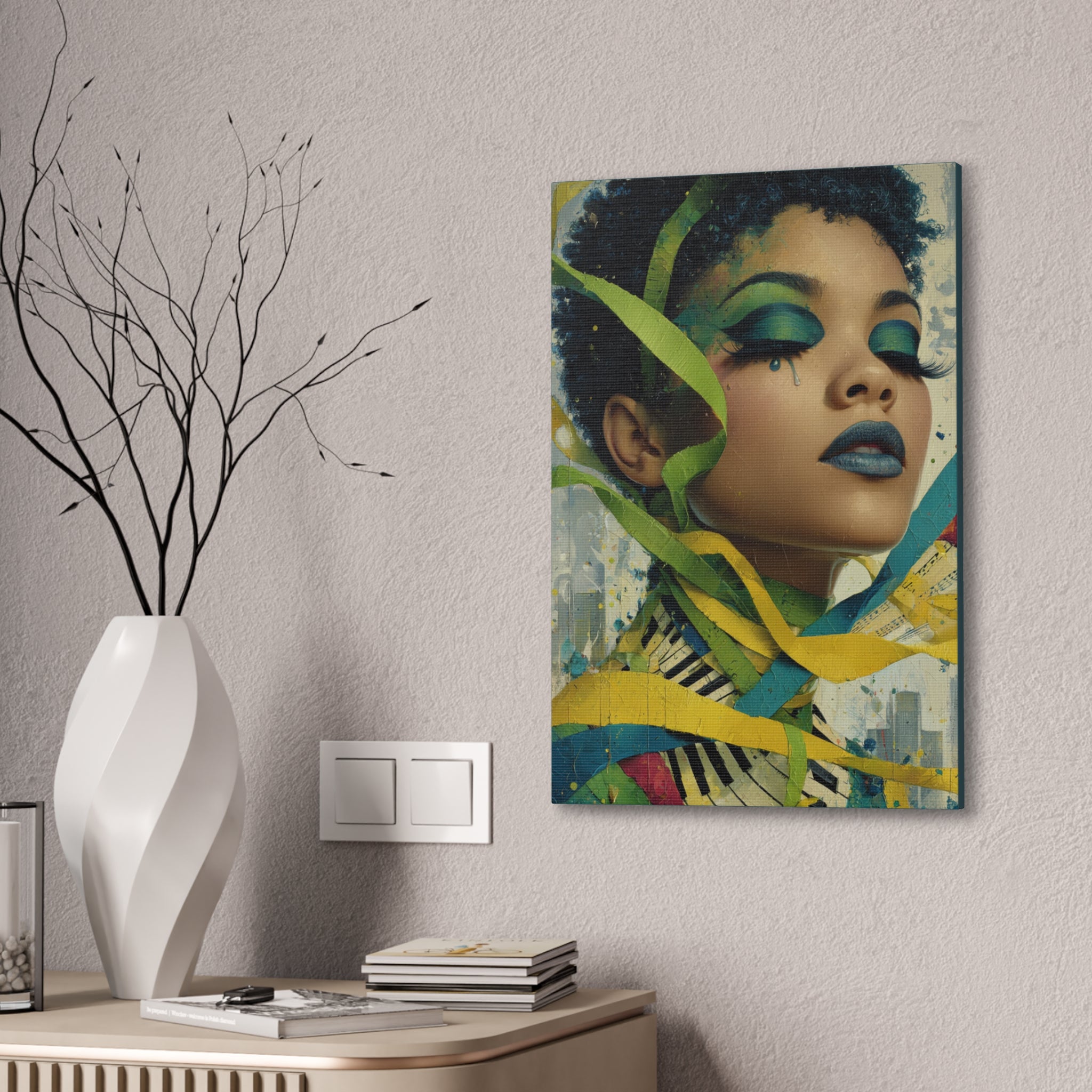 The Sound of Her Silence | Abstract Afro Surrealist Portrait Canvas Art