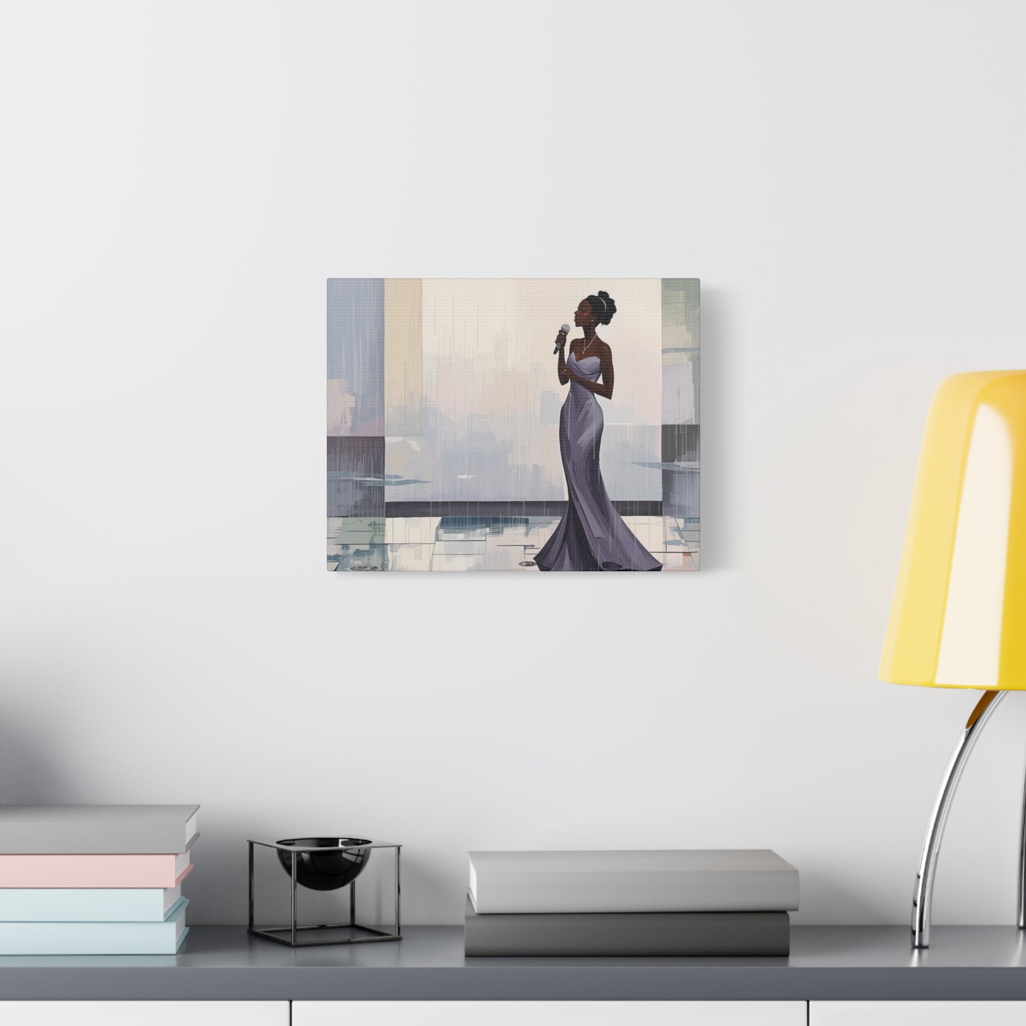 Canvas Print – Lady of Song: Rainy Serenade Wall Art on Matte Stretched Canvas