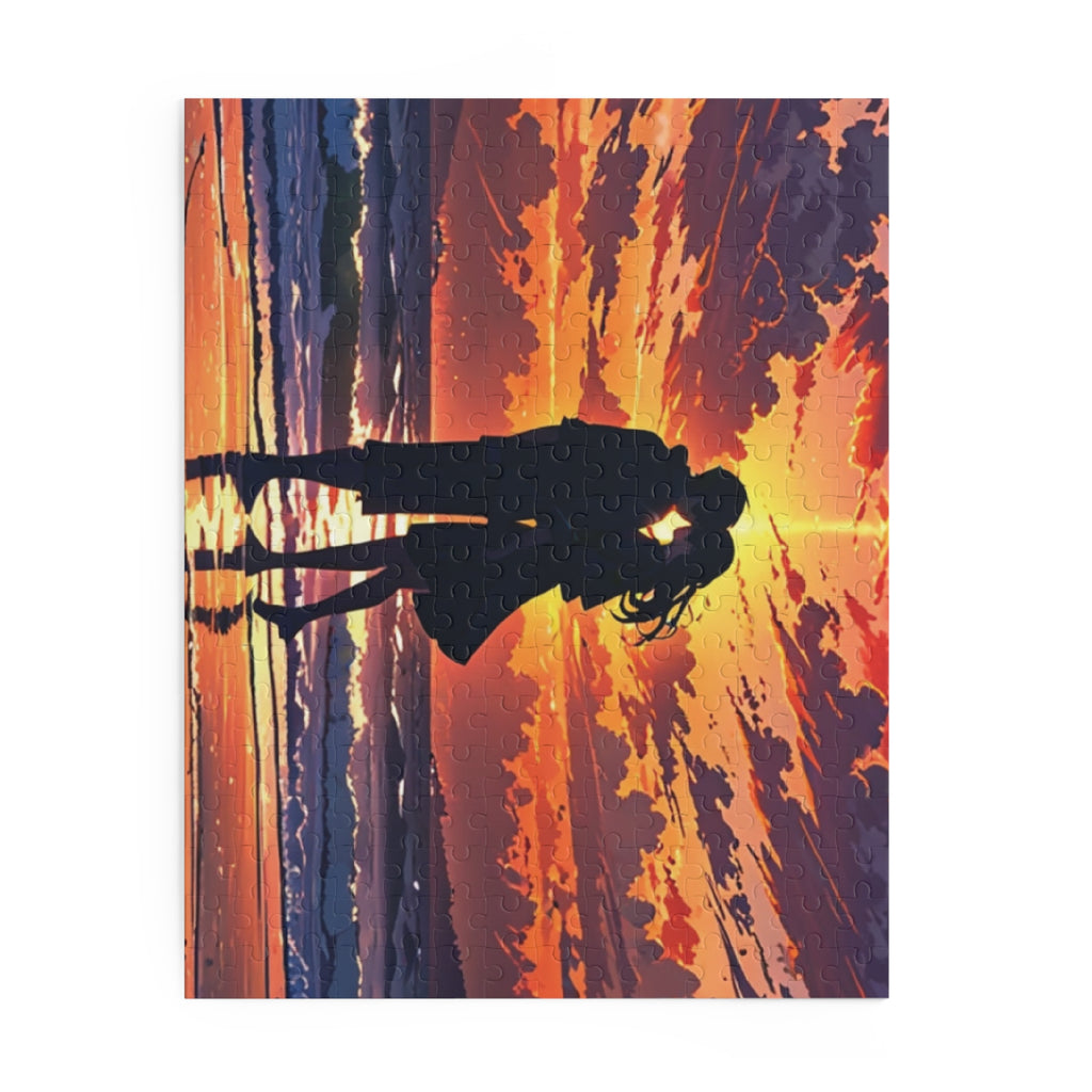 Sunset Serenade Puzzle: Romantic Silhouettes by the Shore (120, 252, 500-Piece)