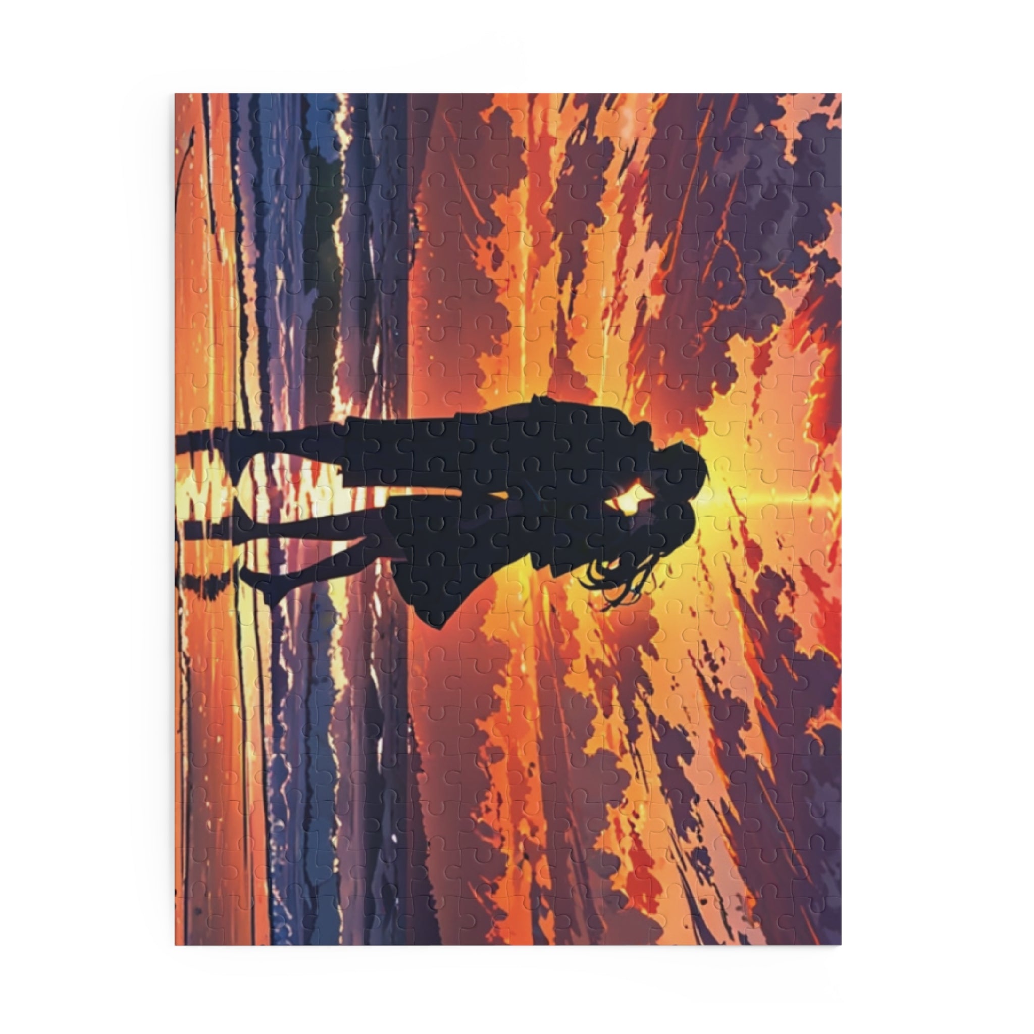 Sunset Serenade Puzzle: Romantic Silhouettes by the Shore (120, 252, 500-Piece)