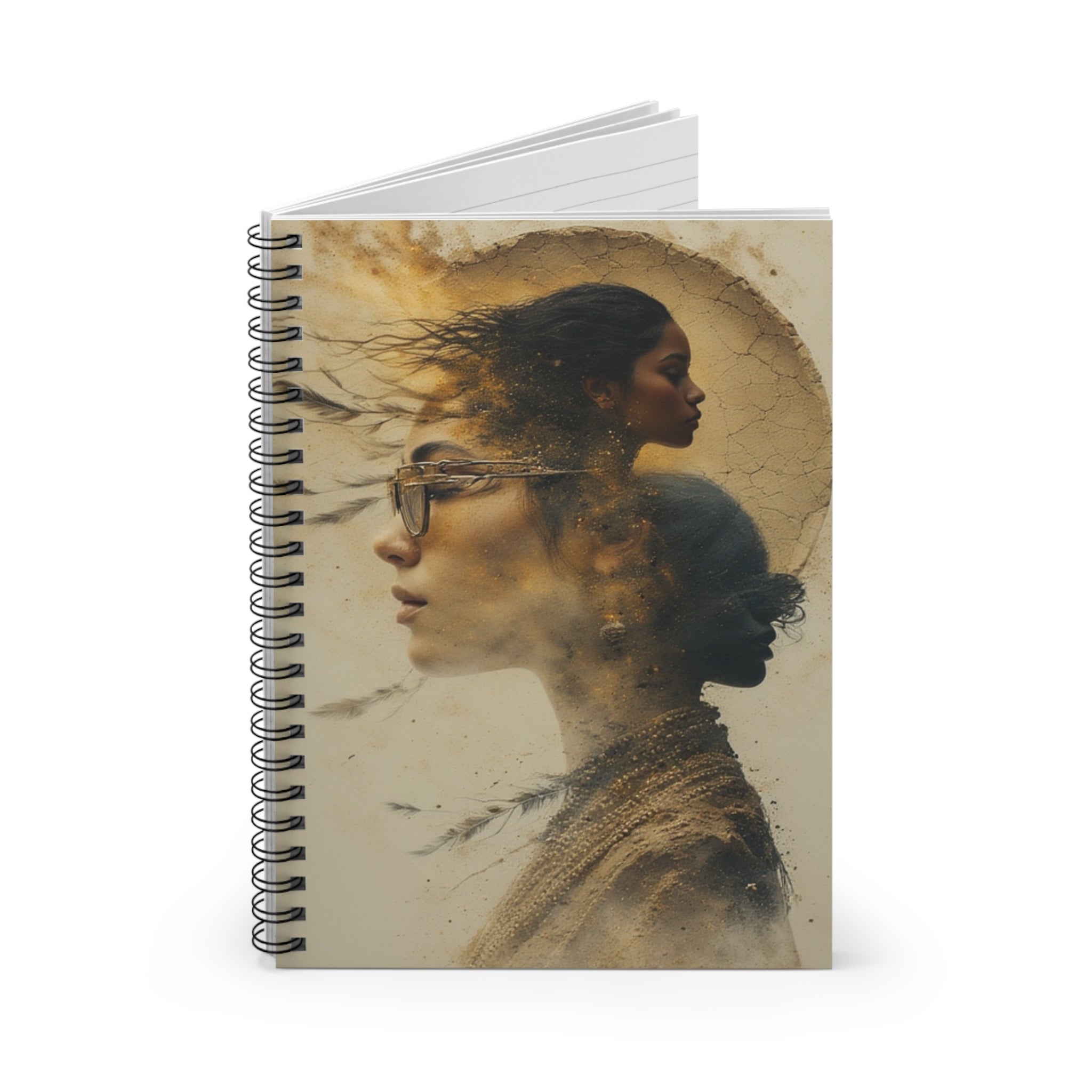 Dreamscape Portrait Spiral Notebook — Artistic Double Exposure Ruled Journal