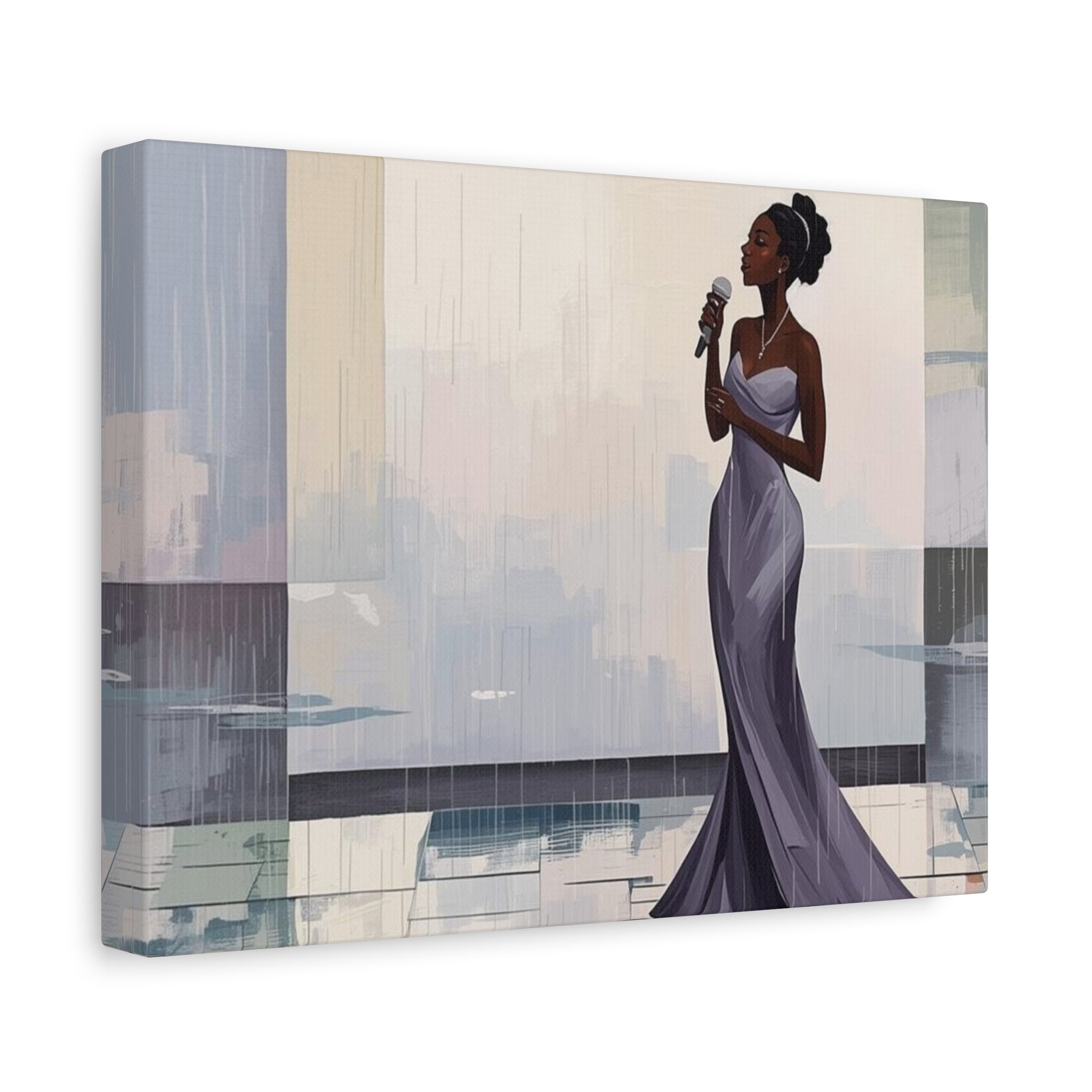 Canvas Print – Lady of Song: Rainy Serenade Wall Art on Matte Stretched Canvas