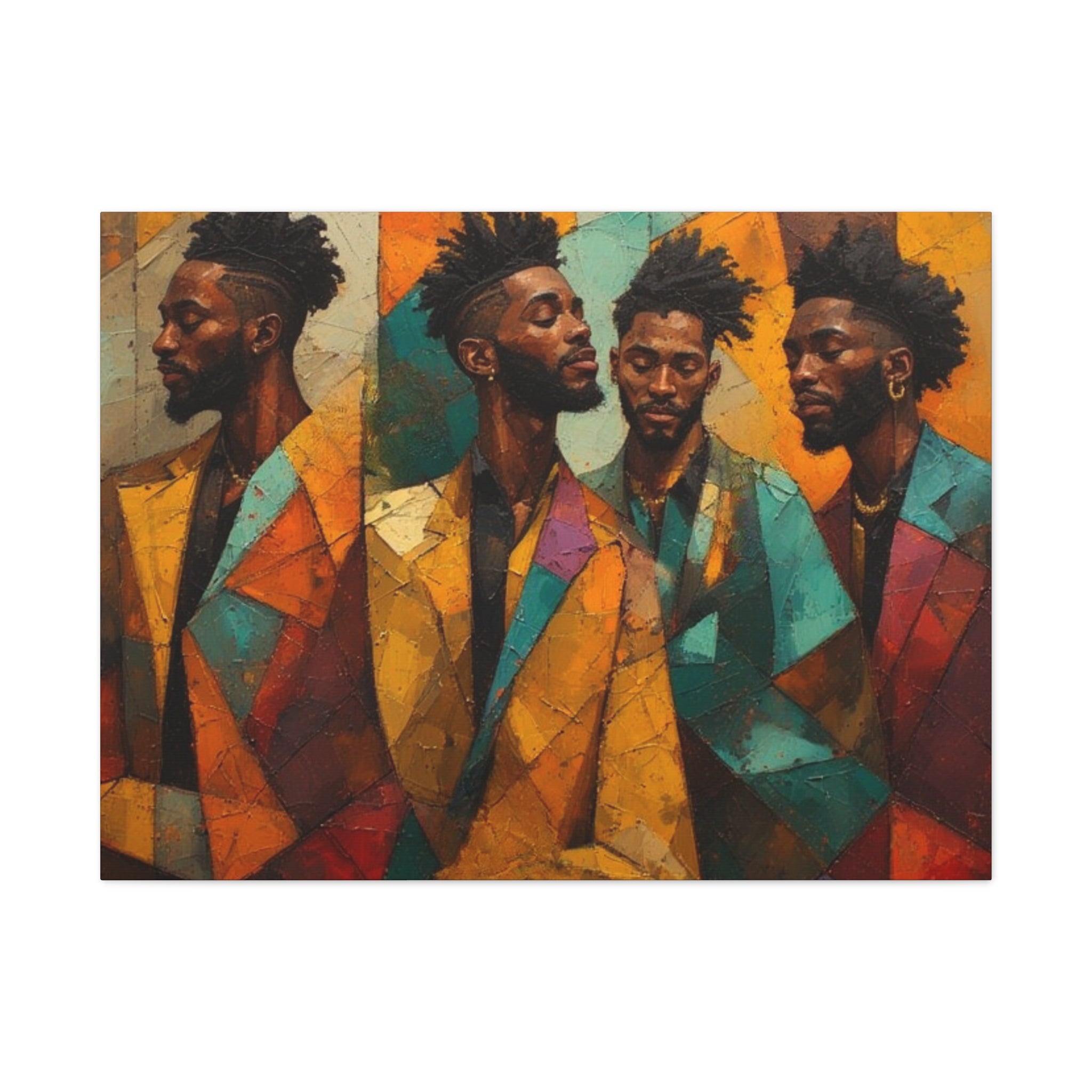 Canvas Print – Faces in Rhythm: Abstract Portrait of a Man in Motion, Matte Stretched Wall Art
