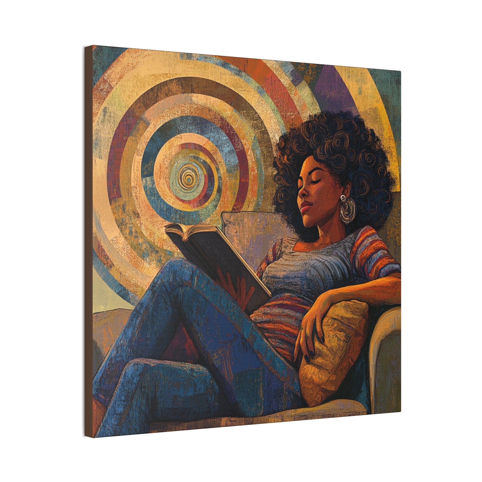 Stillness in the Story – Cozy Reading Afrocentric Canvas Art