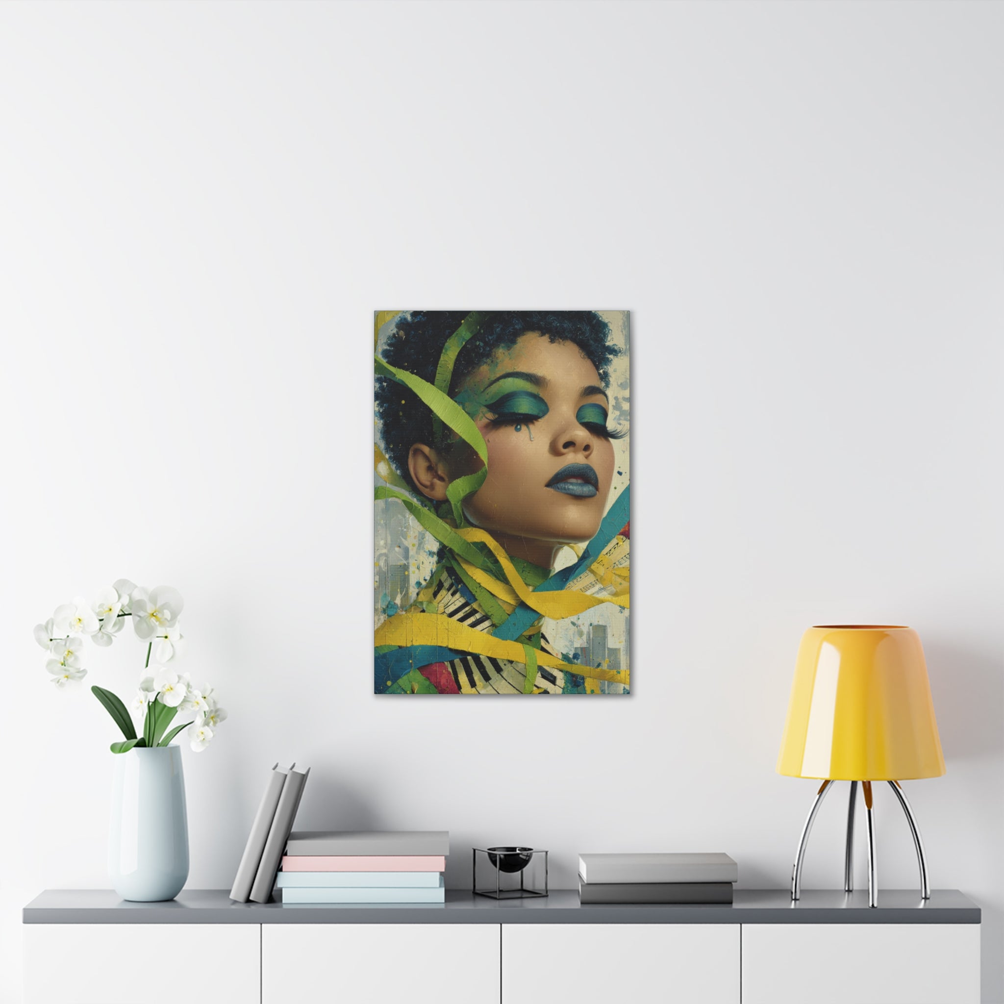 The Sound of Her Silence | Abstract Afro Surrealist Portrait Canvas Art