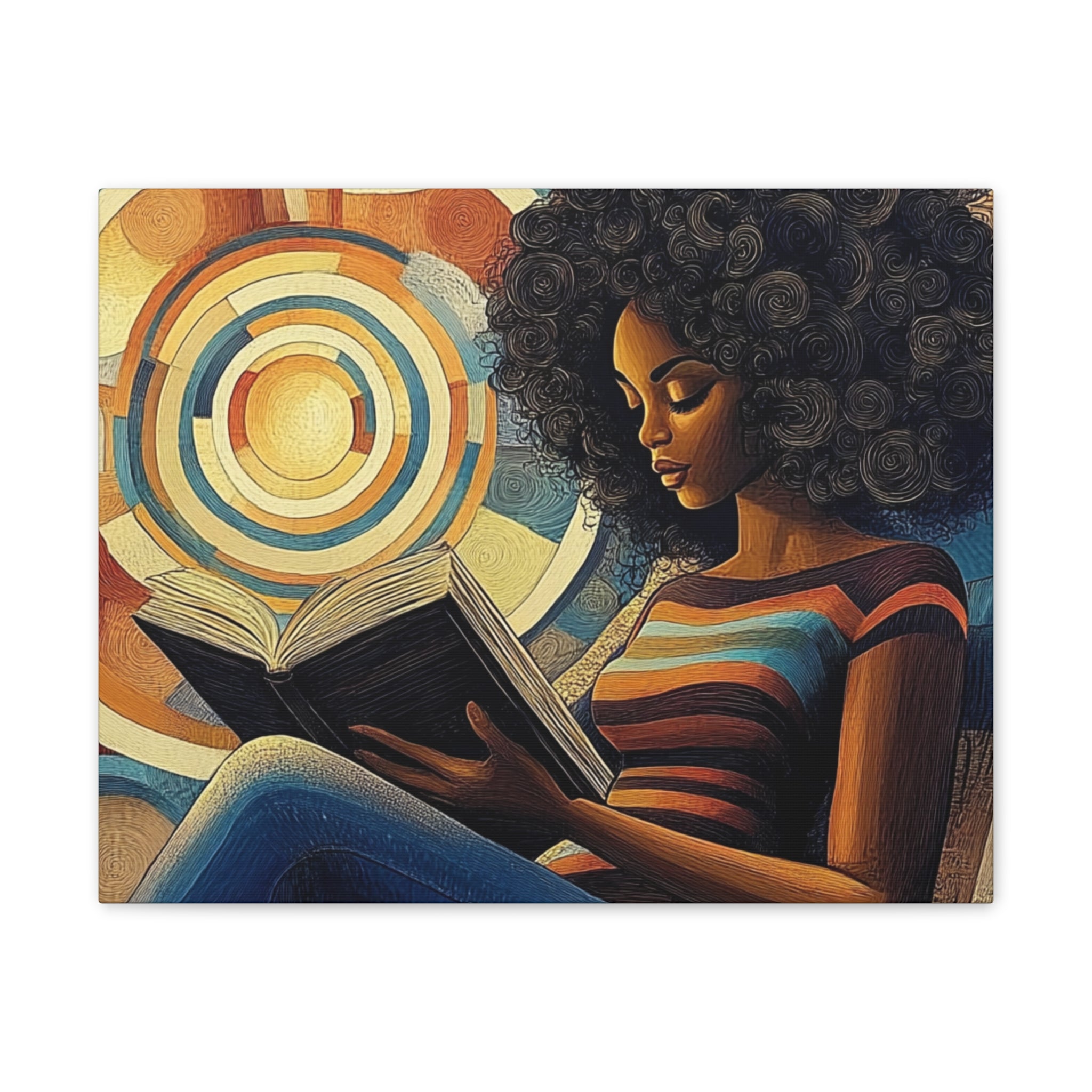 Spirals of Serenity – Afrocentric Reading Canvas Art