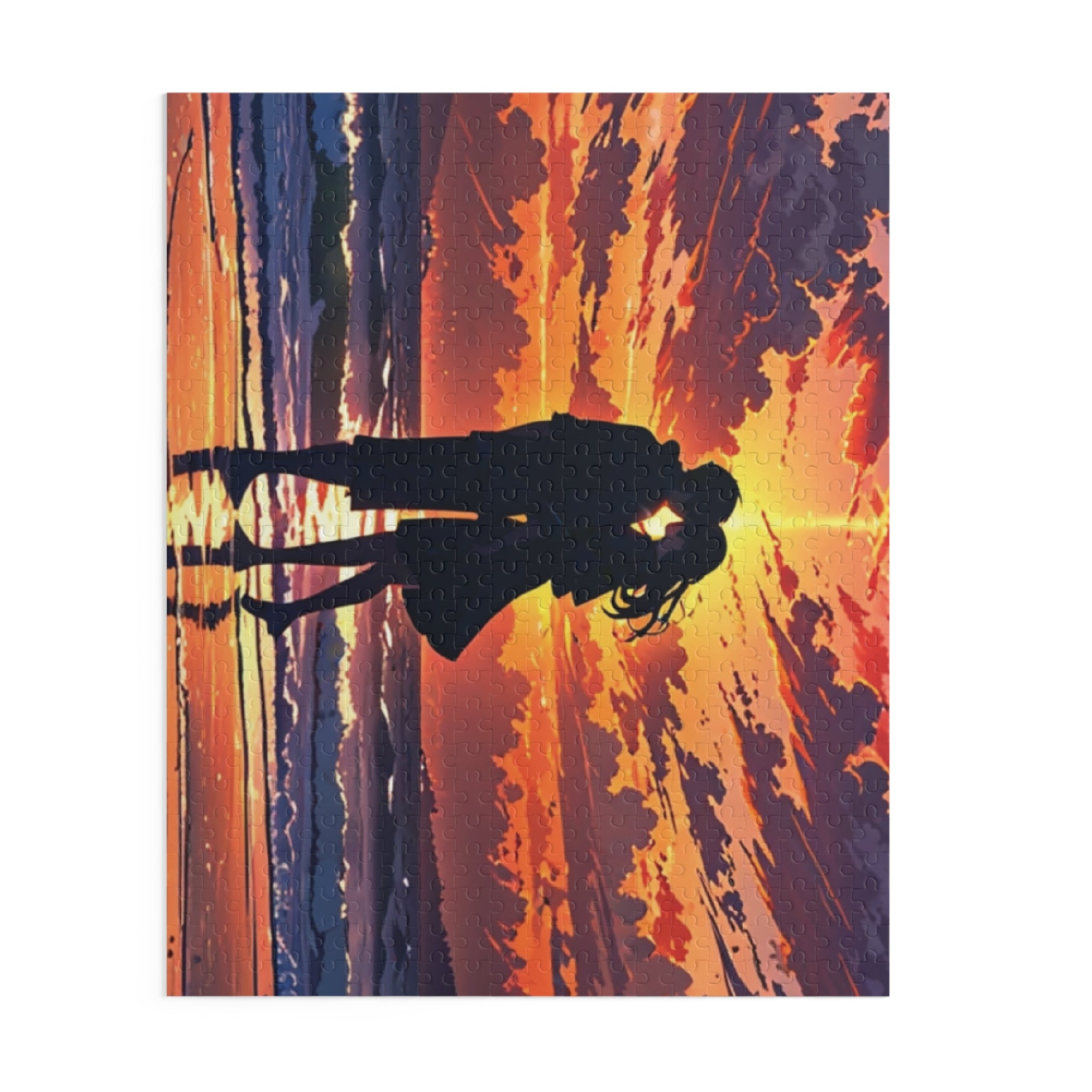 Sunset Serenade Puzzle: Romantic Silhouettes by the Shore (120, 252, 500-Piece)