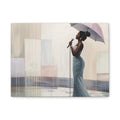 Canvas Print – Soulful Elegance: Singer in Rain with Umbrella, Matte Stretched Wall Art