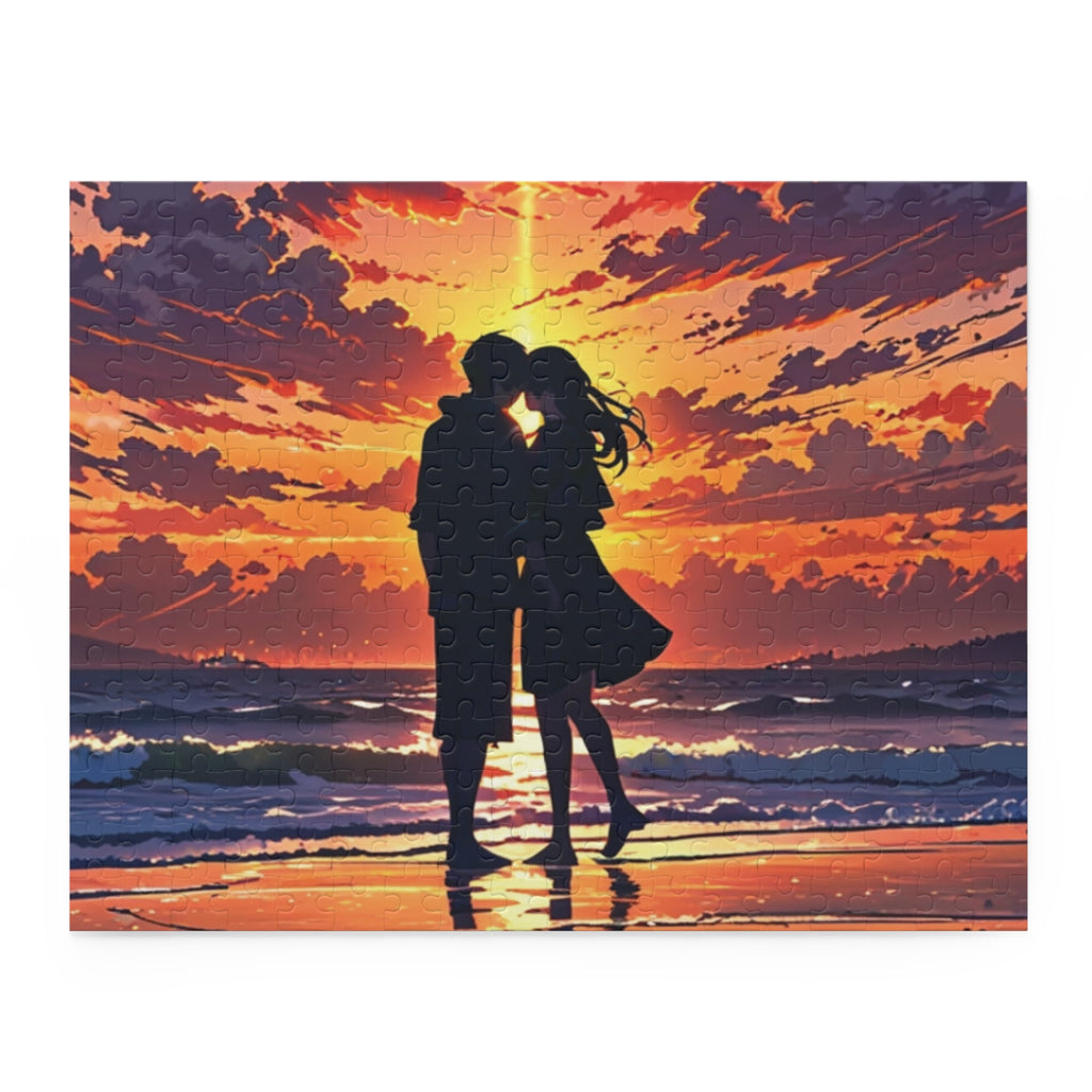Sunset Serenade Puzzle: Romantic Silhouettes by the Shore (120, 252, 500-Piece)