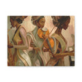 Jazz Trio Canvas Wall Art — Elegant Female Musicians Sax Violin Piano Matte Stretched Print