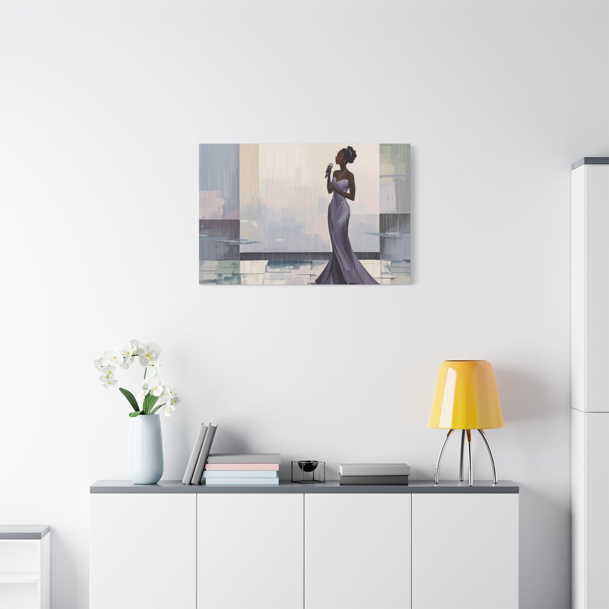 Canvas Print – Lady of Song: Rainy Serenade Wall Art on Matte Stretched Canvas