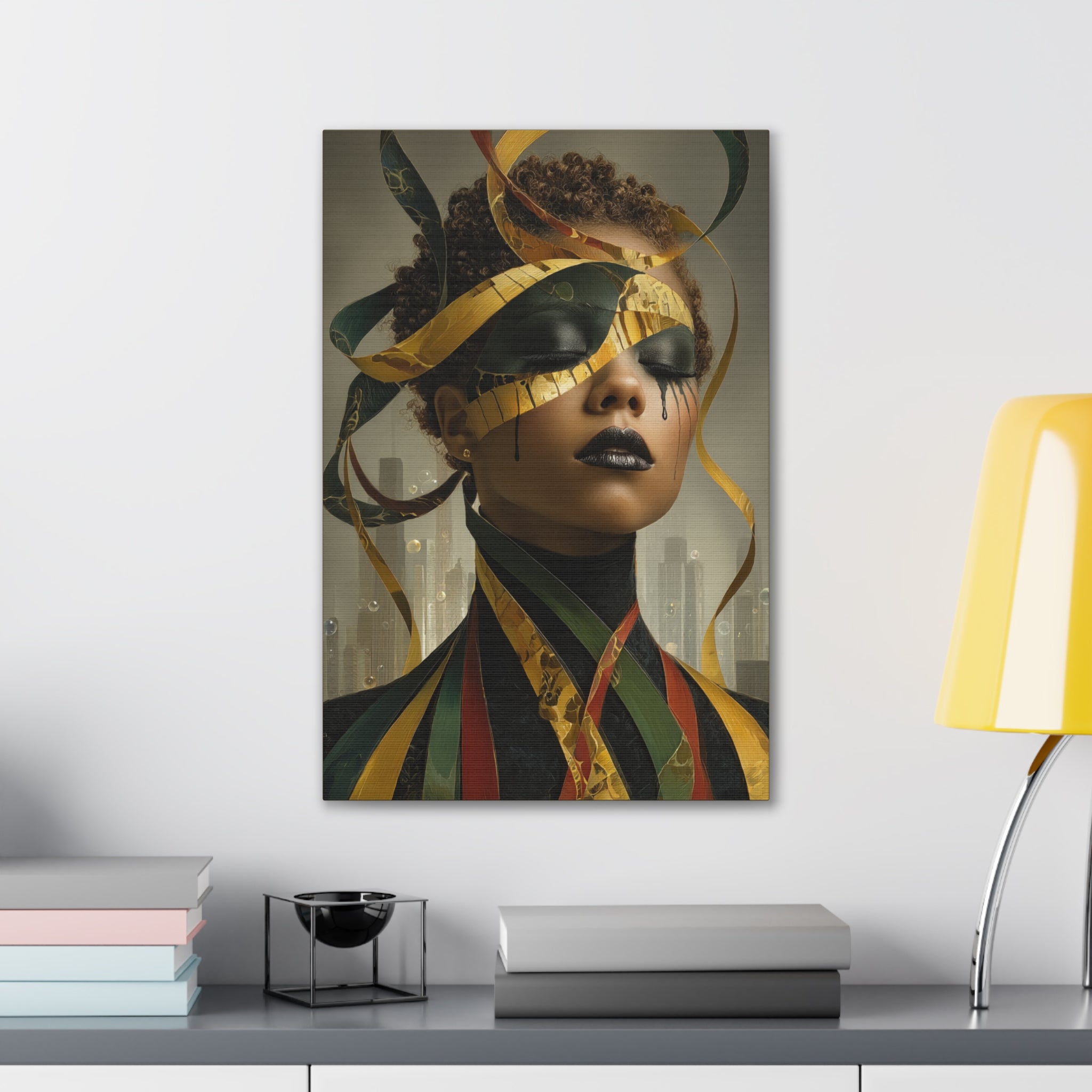 Stillness in the Noise | Afro Surrealist Ribbon Portrait