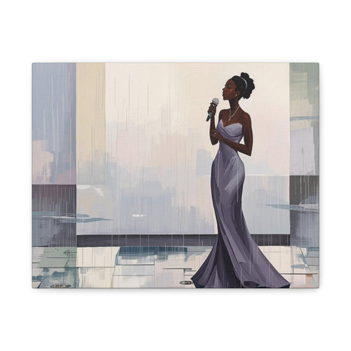 Canvas Print – Lady of Song: Rainy Serenade Wall Art on Matte Stretched Canvas
