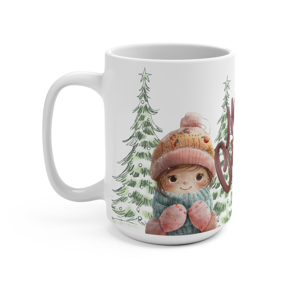 Christmas Mug 15oz — Merry Christmas Cute Winter Kids Illustration