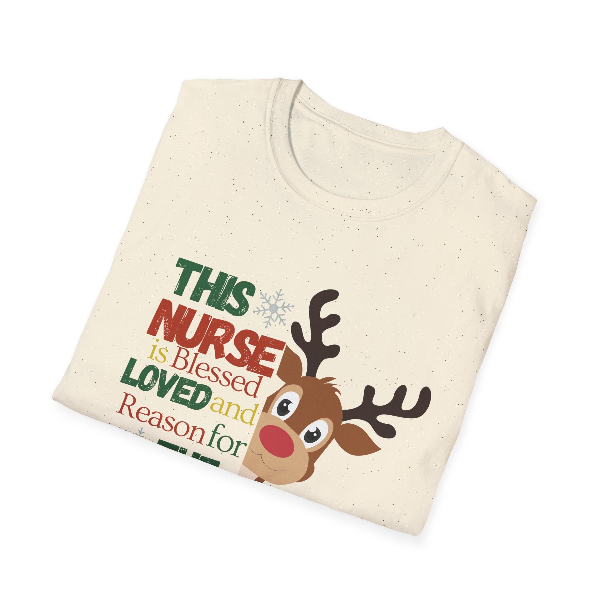 Holiday Nurse T-Shirt with Reindeer Design