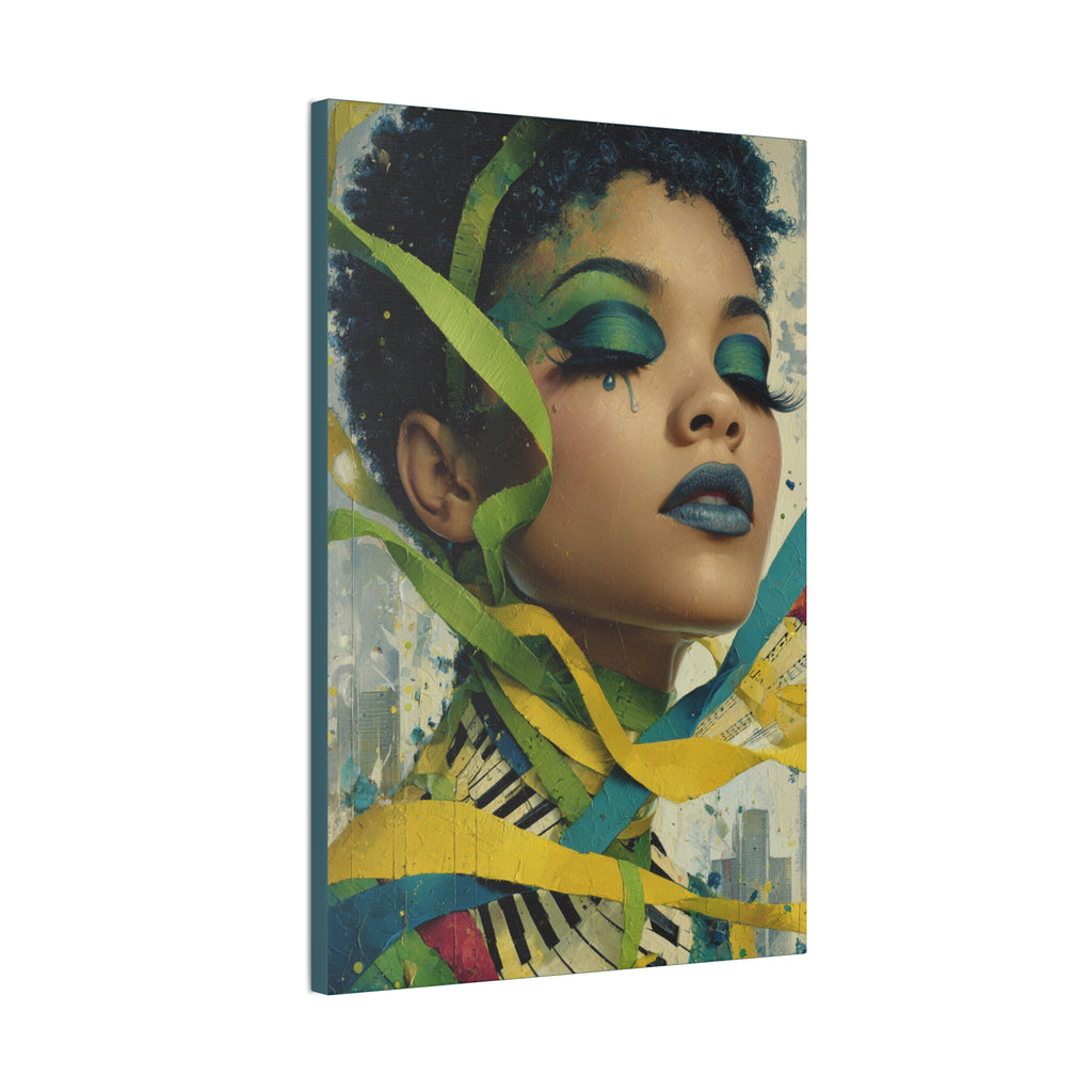 The Sound of Her Silence | Abstract Afro Surrealist Portrait Canvas Art