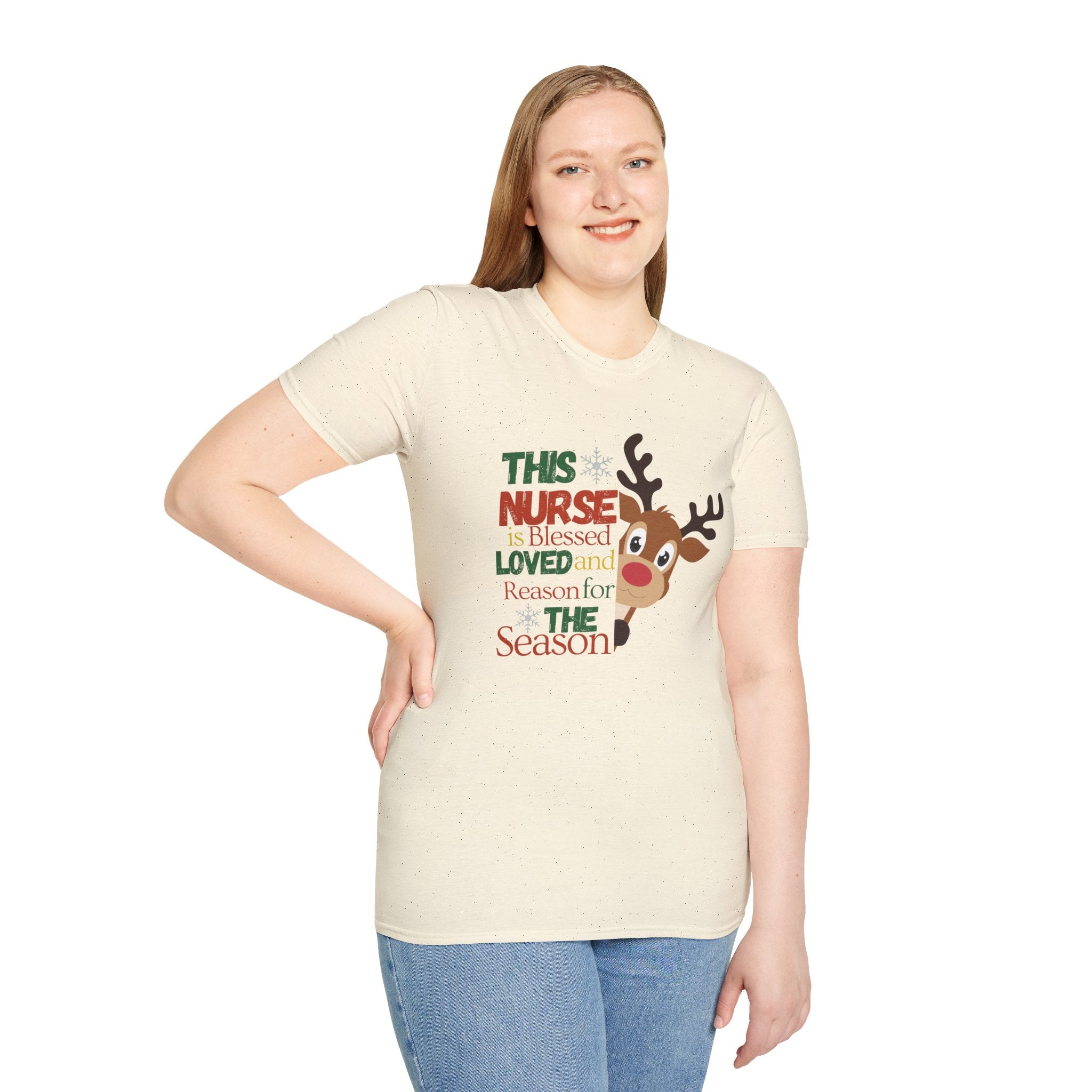 Holiday Nurse T-Shirt with Reindeer Design