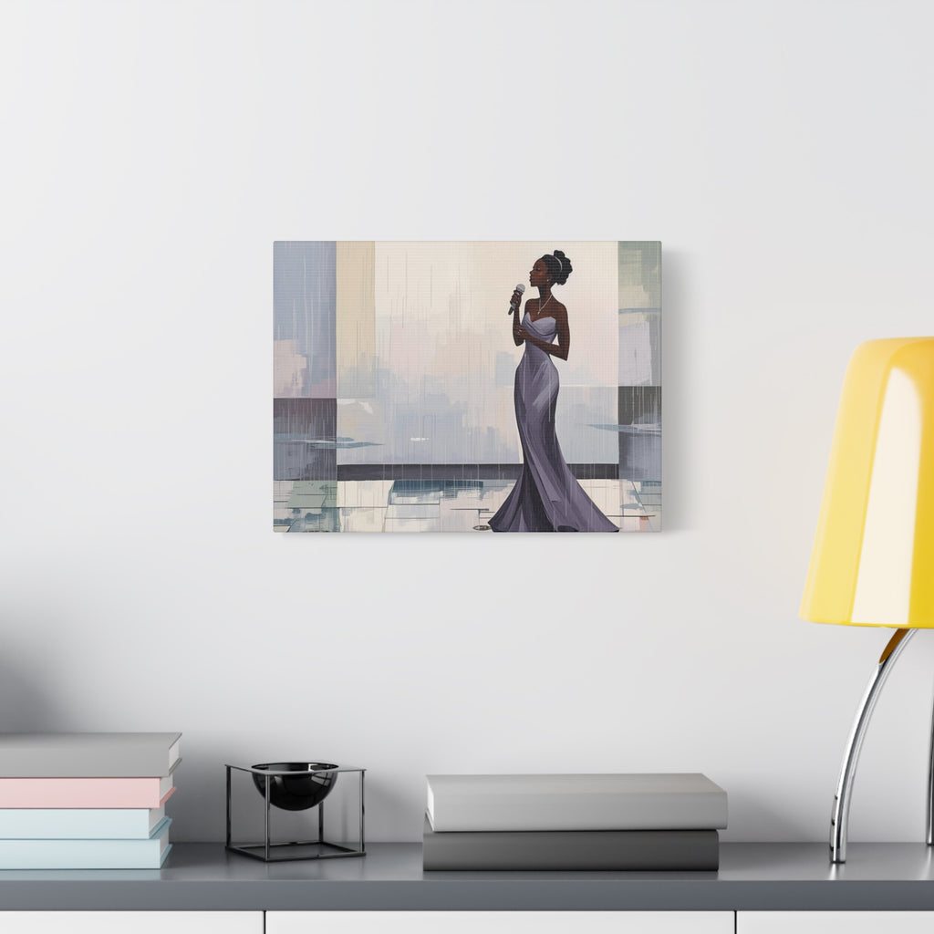 Canvas Print – Lady of Song: Rainy Serenade Wall Art on Matte Stretched Canvas
