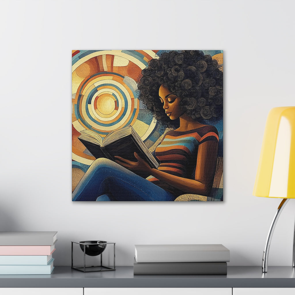 Spirals of Serenity – Afrocentric Reading Canvas Art