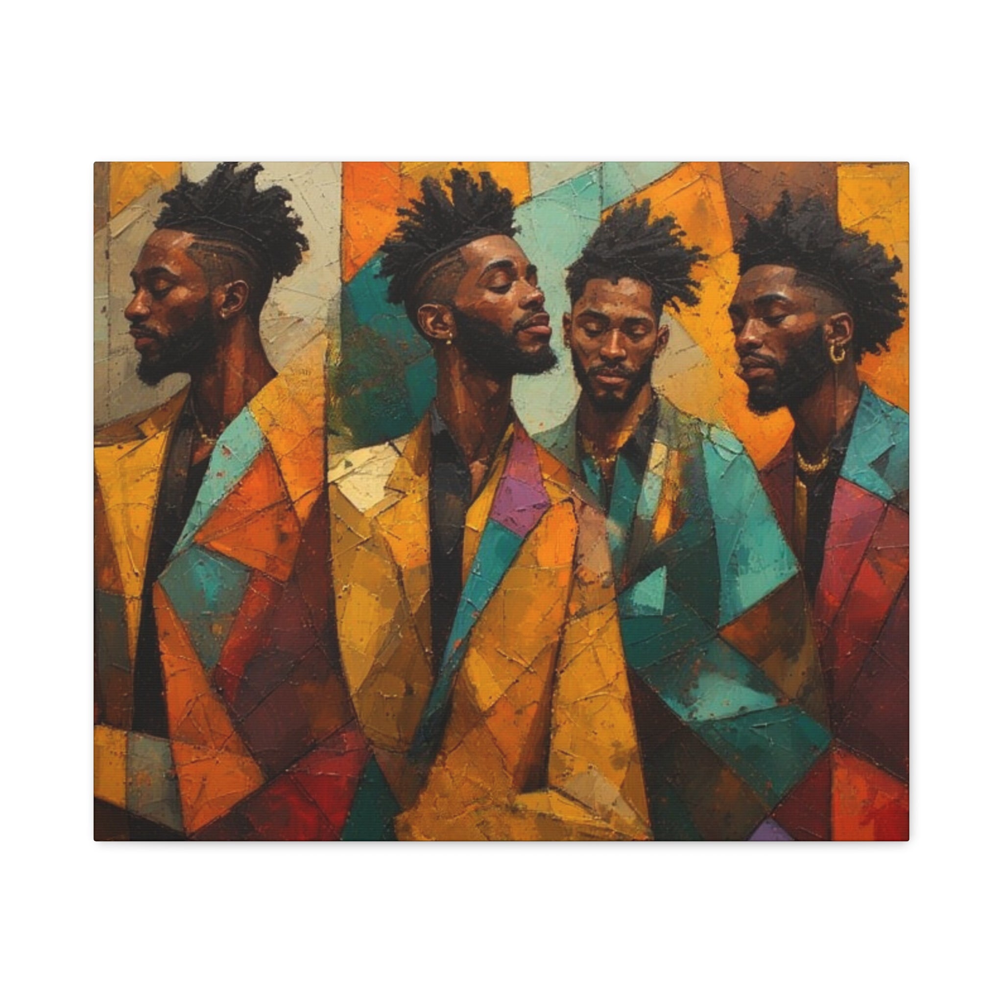 Canvas Print – Faces in Rhythm: Abstract Portrait of a Man in Motion, Matte Stretched Wall Art