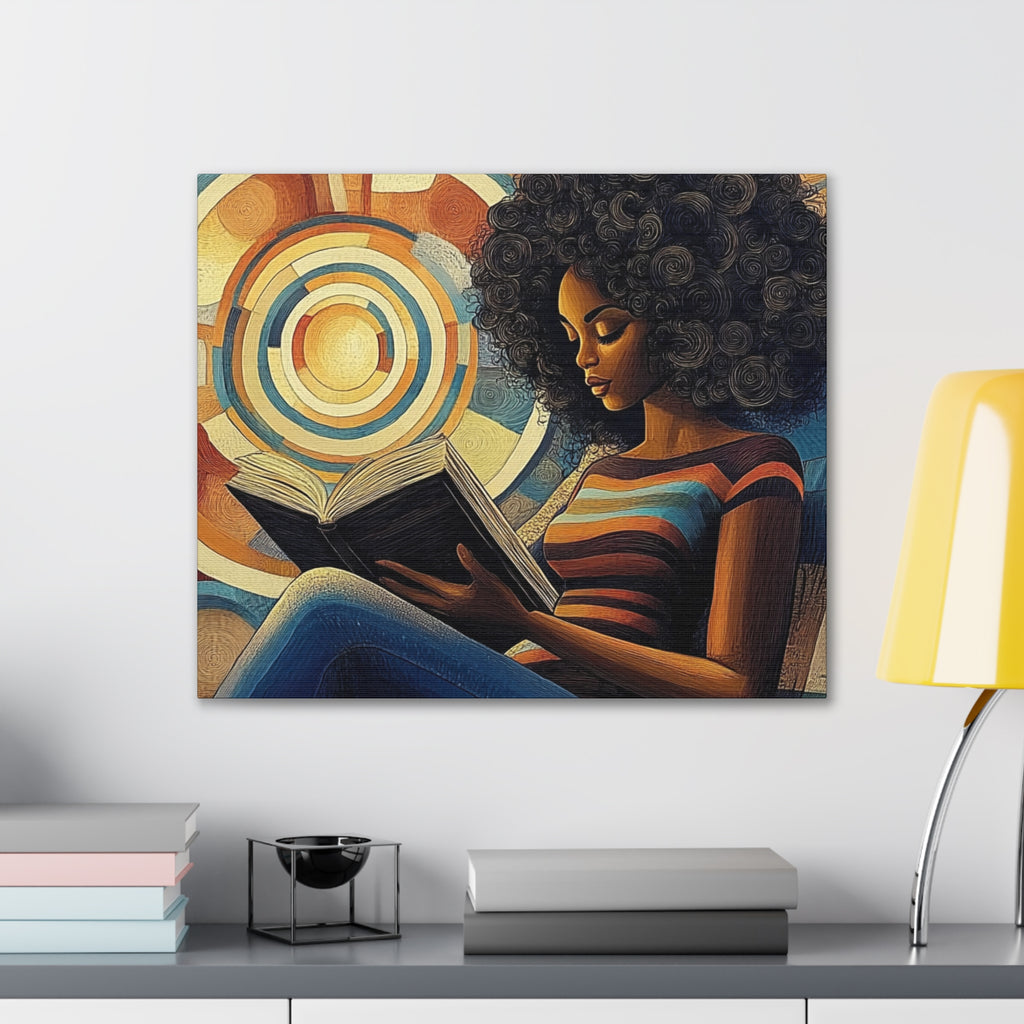 Spirals of Serenity – Afrocentric Reading Canvas Art