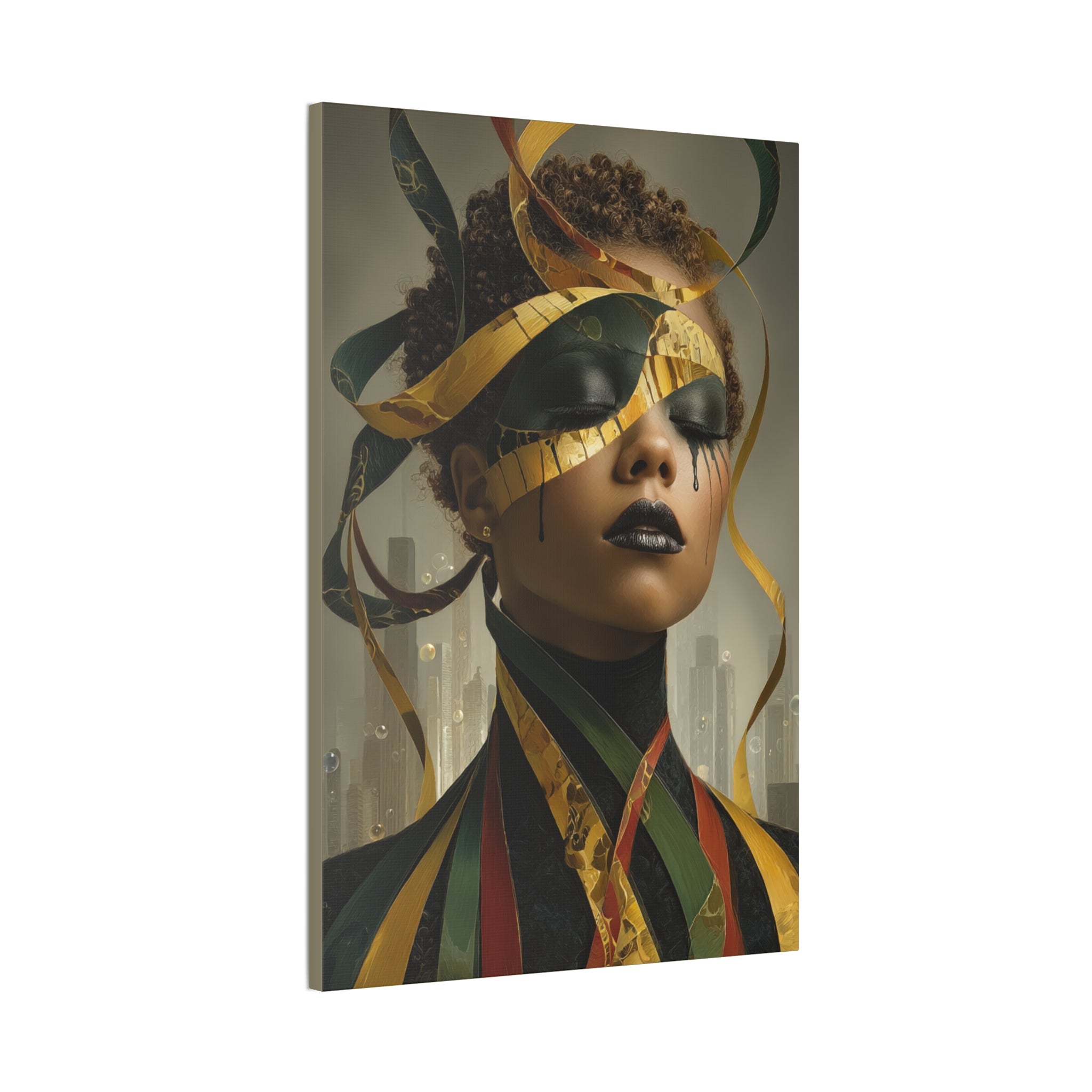 Stillness in the Noise | Afro Surrealist Ribbon Portrait