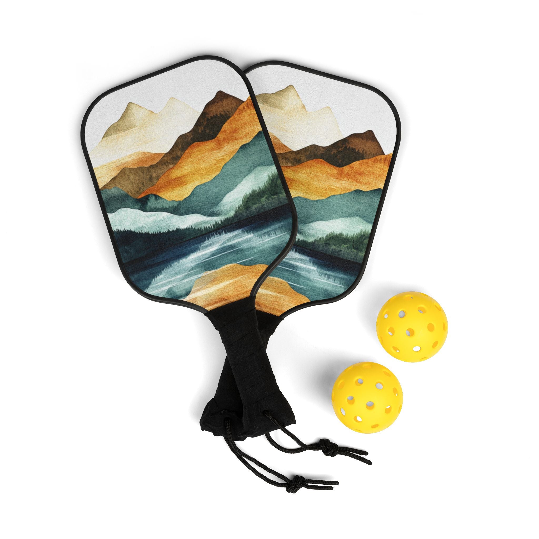 Mountain Landscape Pickleball Kit - Paddle Set with Balls