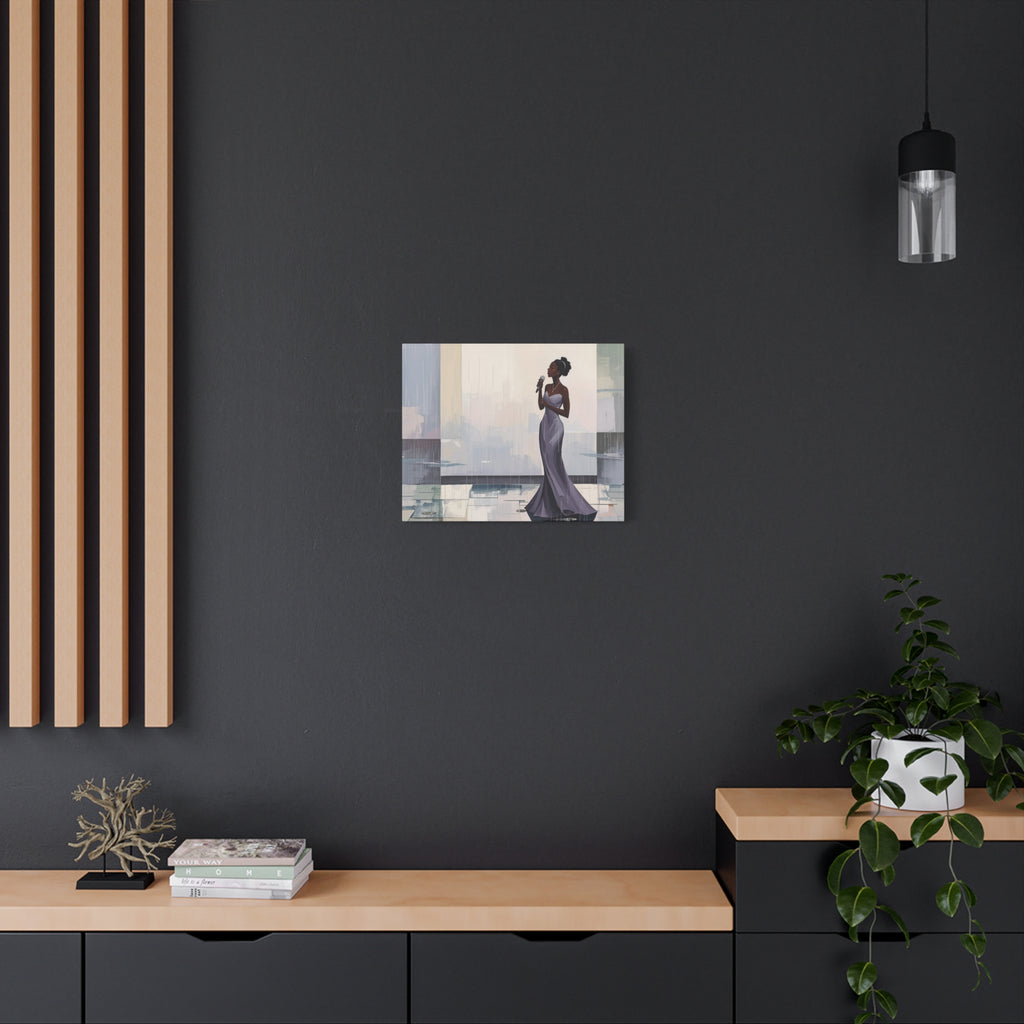 Canvas Print – Lady of Song: Rainy Serenade Wall Art on Matte Stretched Canvas