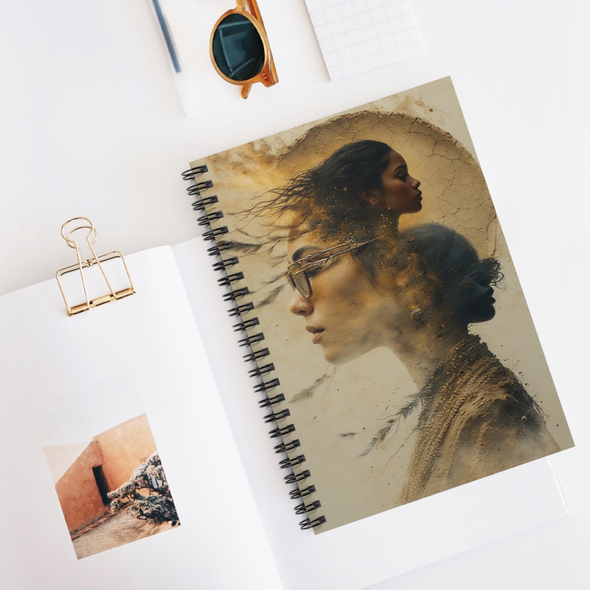 Dreamscape Portrait Spiral Notebook — Artistic Double Exposure Ruled Journal