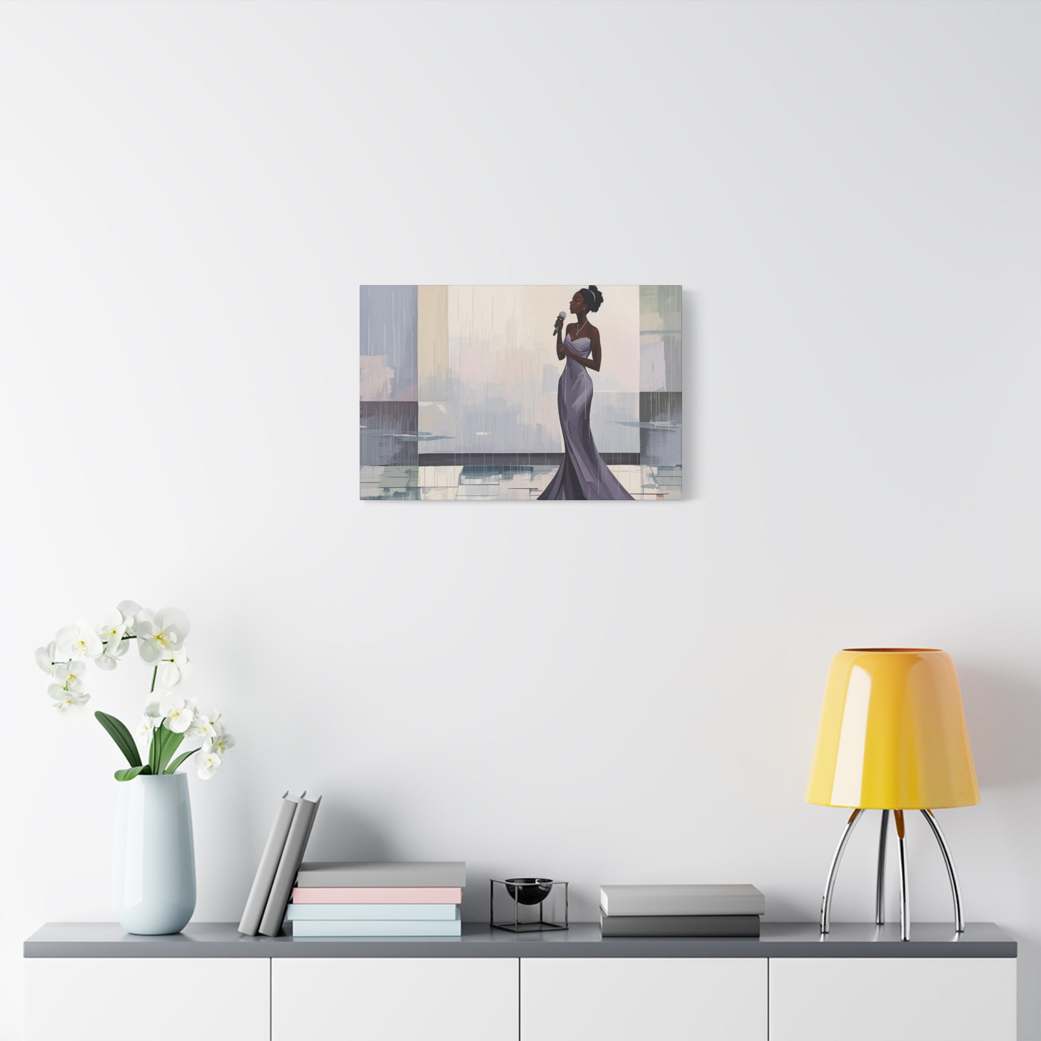 Canvas Print – Lady of Song: Rainy Serenade Wall Art on Matte Stretched Canvas