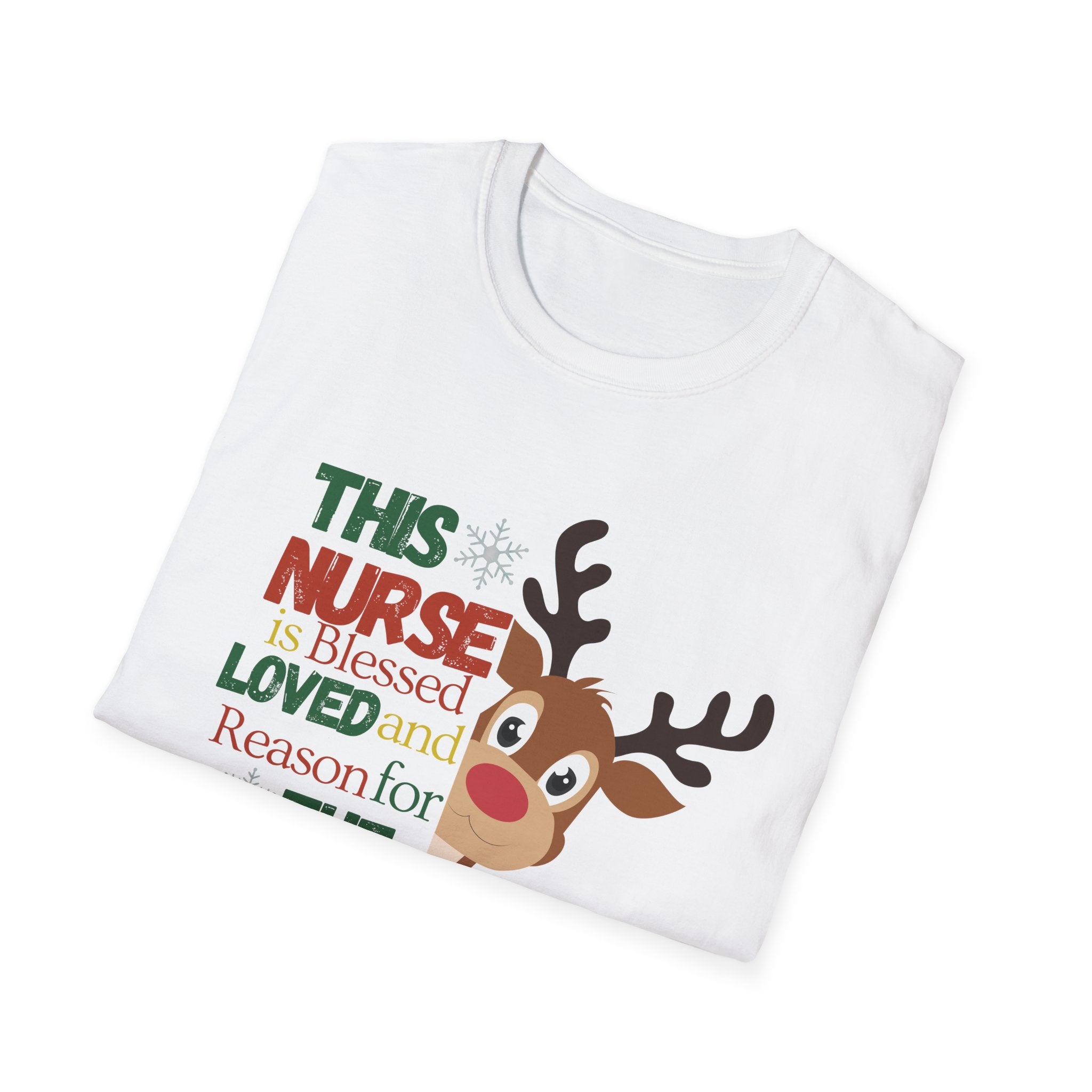 Holiday Nurse T-Shirt with Reindeer Design