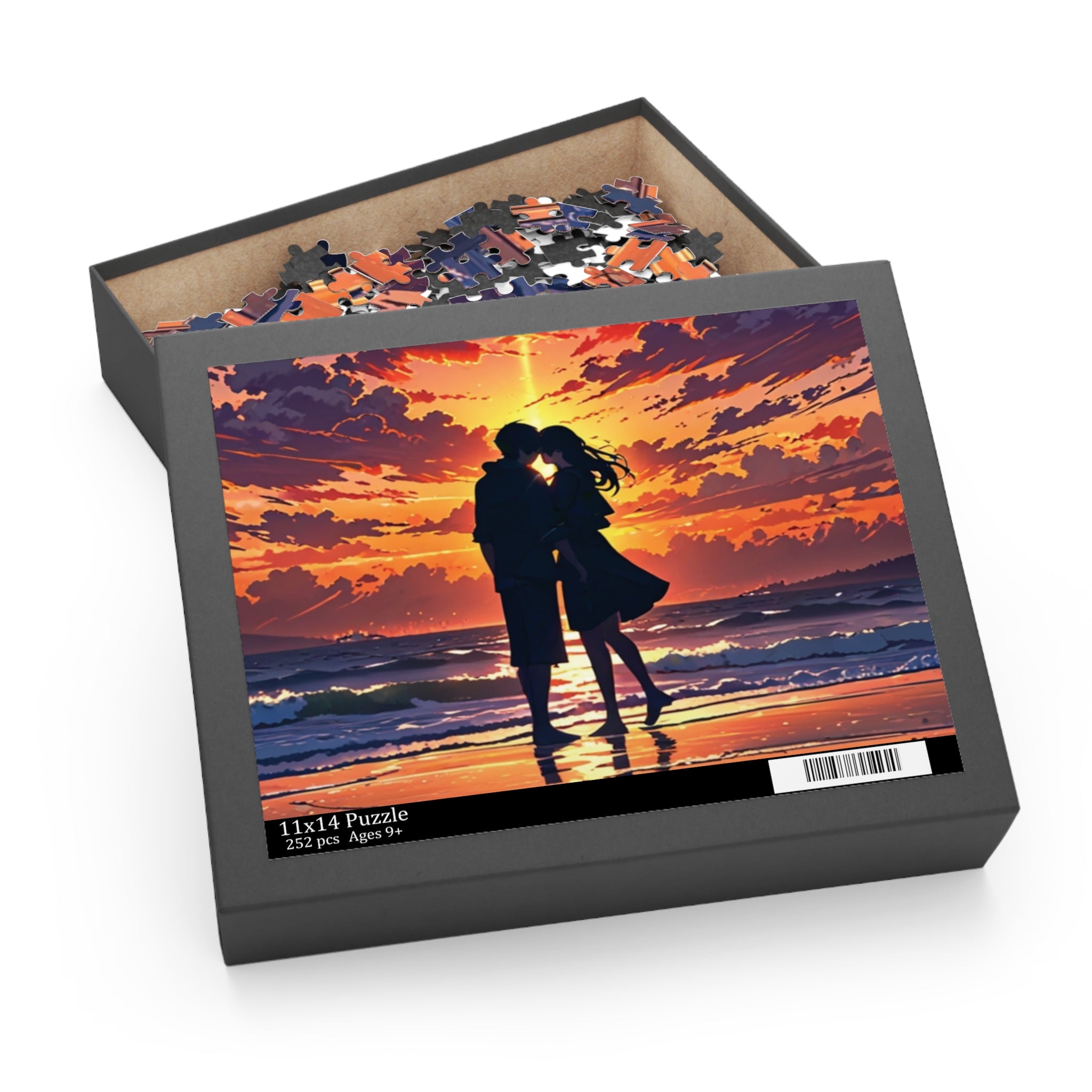 Sunset Serenade Puzzle: Romantic Silhouettes by the Shore (120, 252, 500-Piece)