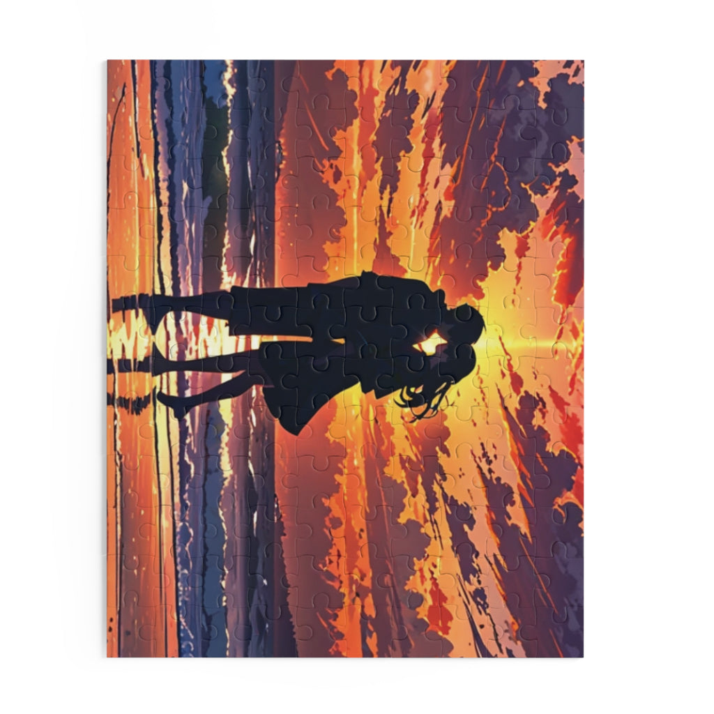 Sunset Serenade Puzzle: Romantic Silhouettes by the Shore (120, 252, 500-Piece)