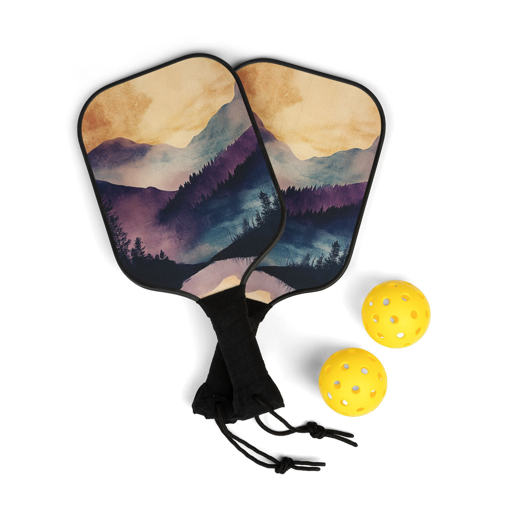 Purple Mountain Landscape Pickleball Kit - Paddle Set with Balls