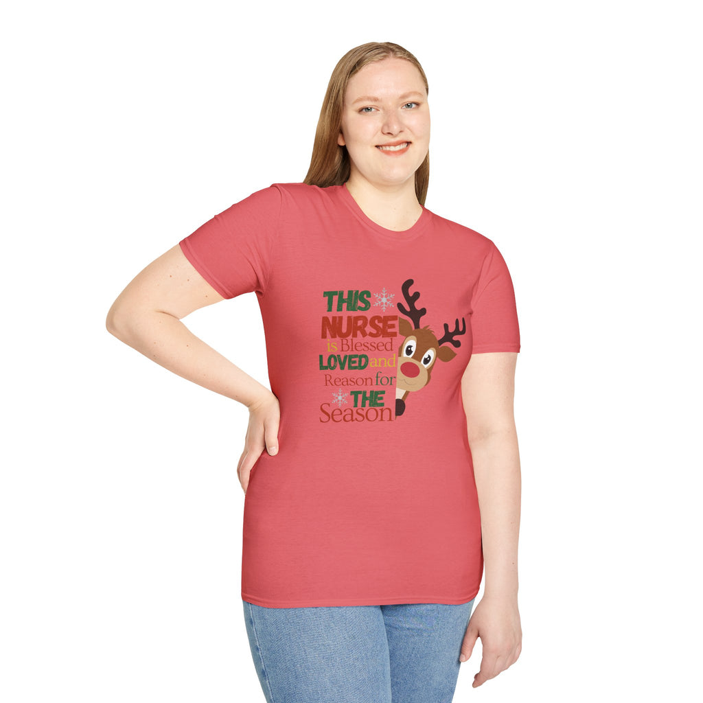 Holiday Nurse T-Shirt with Reindeer Design