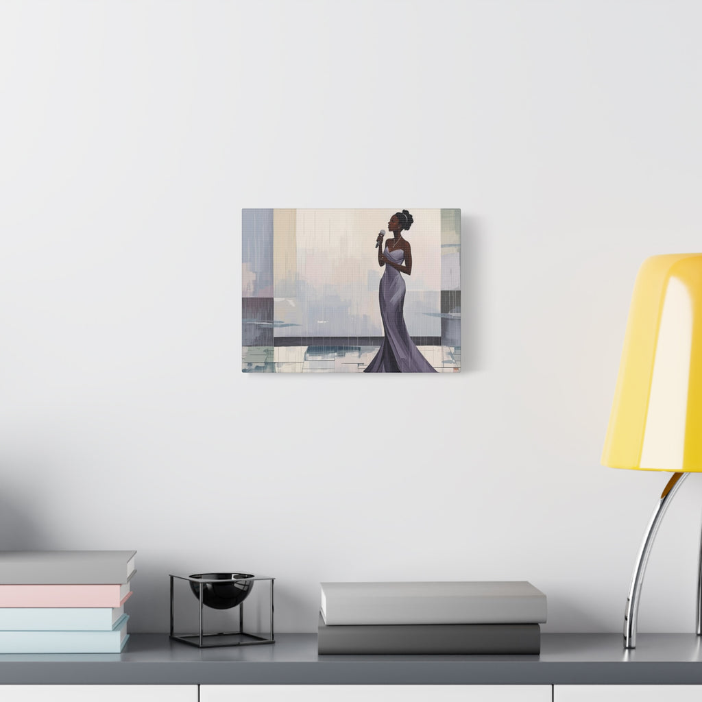 Canvas Print – Lady of Song: Rainy Serenade Wall Art on Matte Stretched Canvas