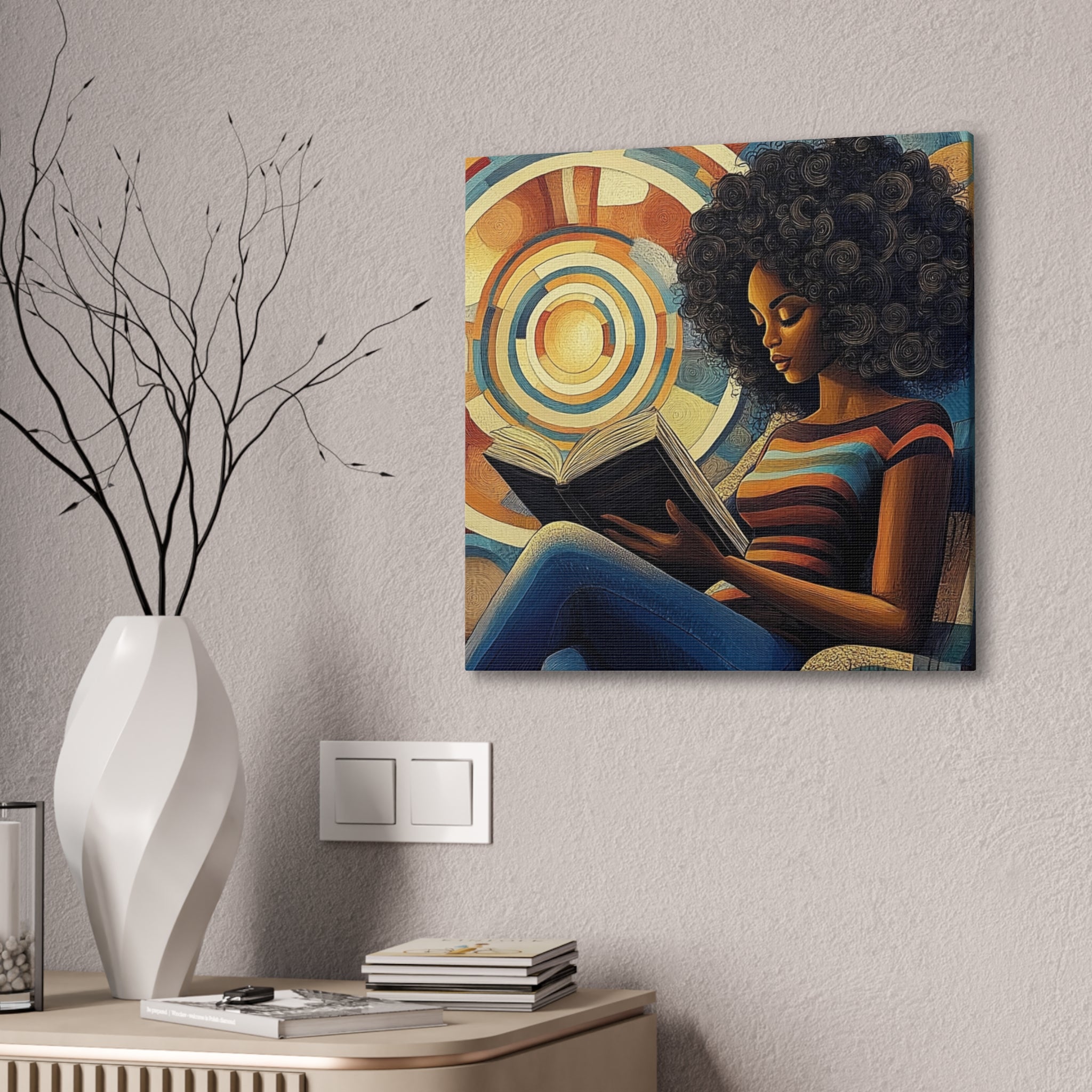 Spirals of Serenity – Afrocentric Reading Canvas Art