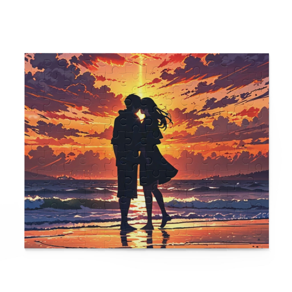 Sunset Serenade Puzzle: Romantic Silhouettes by the Shore (120, 252, 500-Piece)