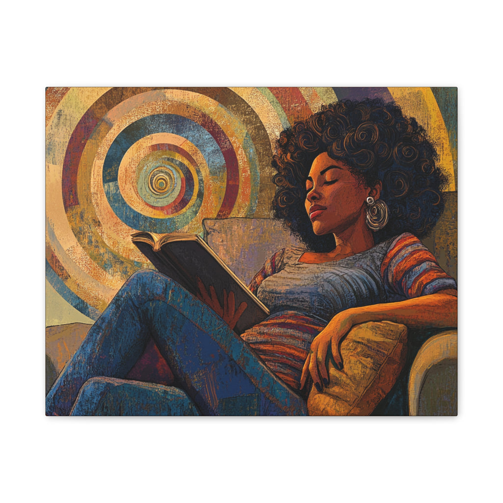 Stillness in the Story – Cozy Reading Afrocentric Canvas Art
