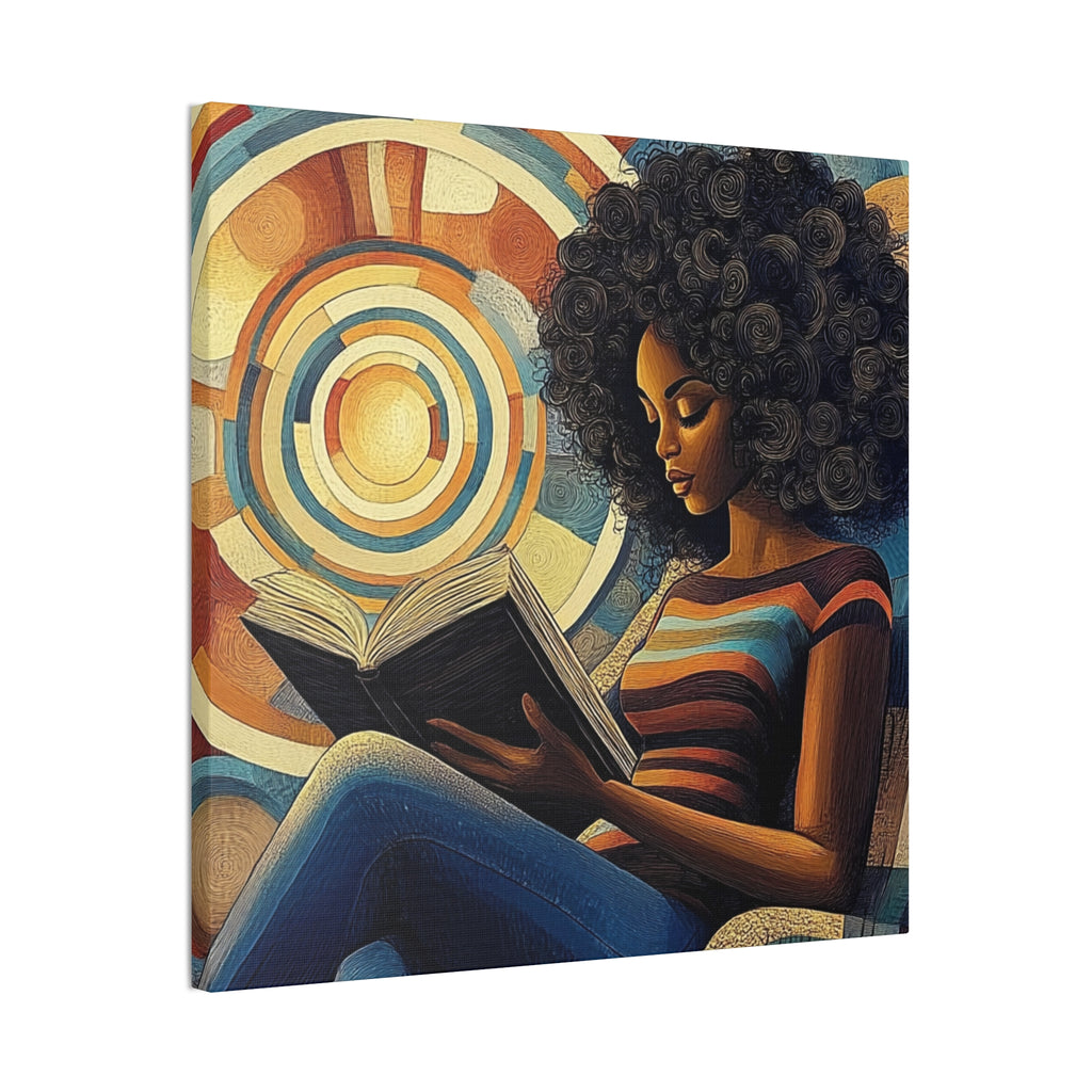 Spirals of Serenity – Afrocentric Reading Canvas Art