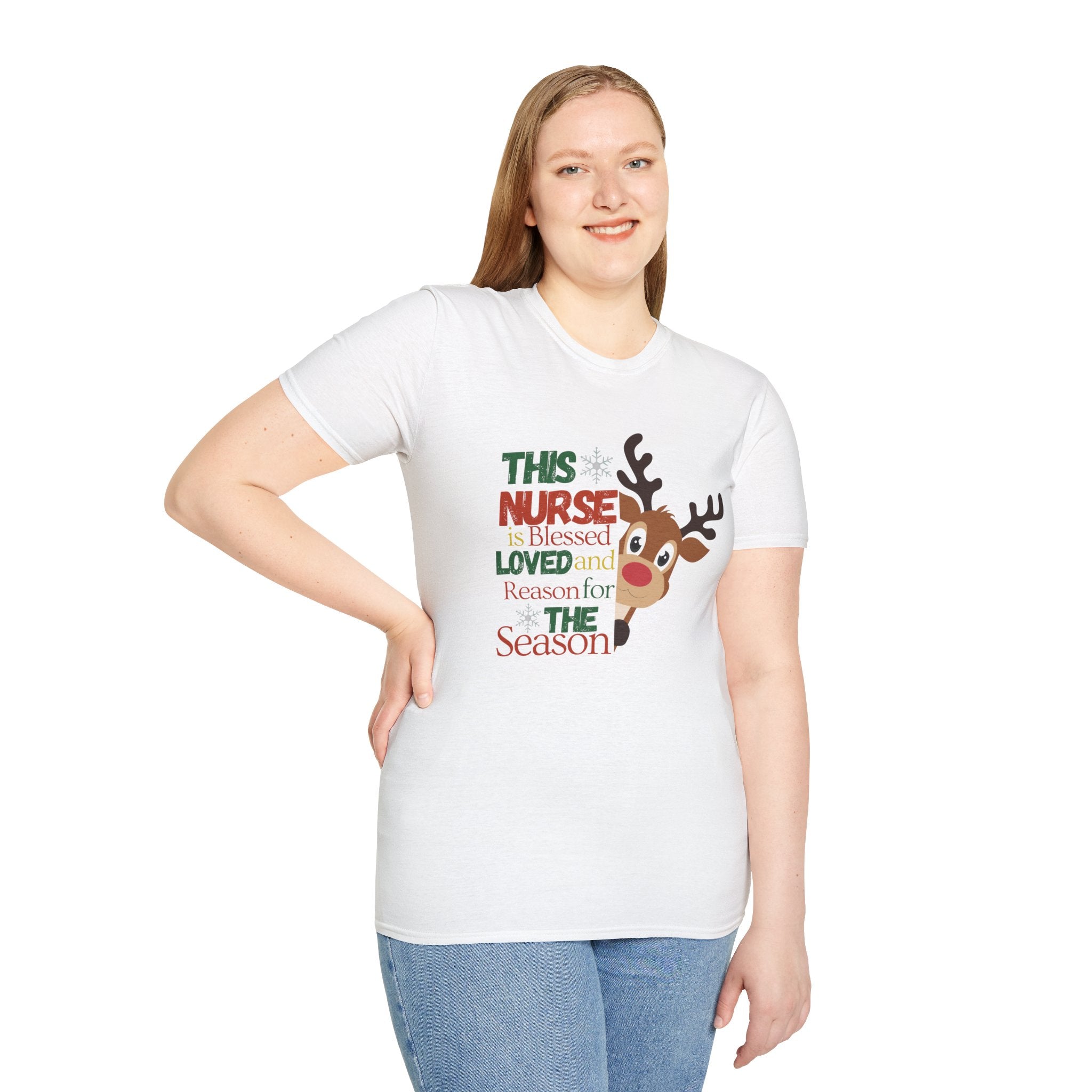 Holiday Nurse T-Shirt with Reindeer Design