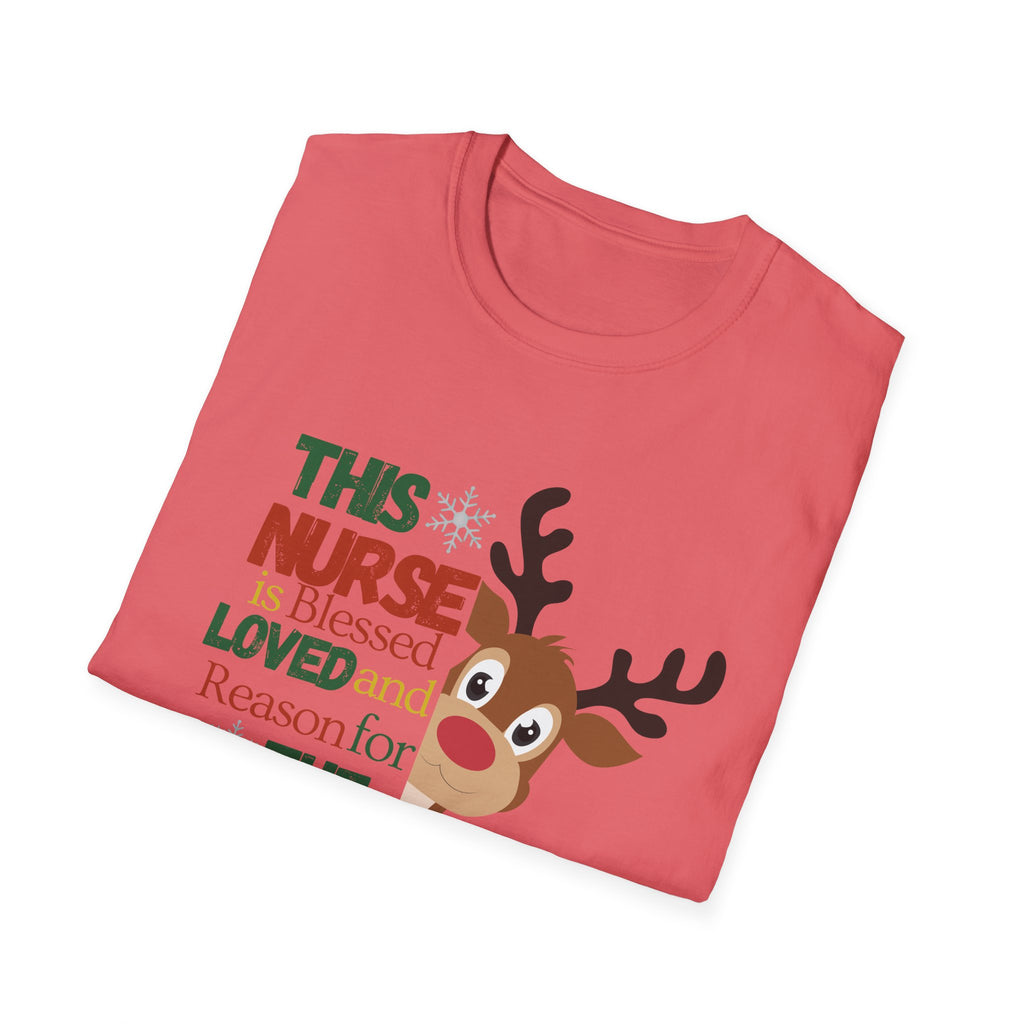 Holiday Nurse T-Shirt with Reindeer Design